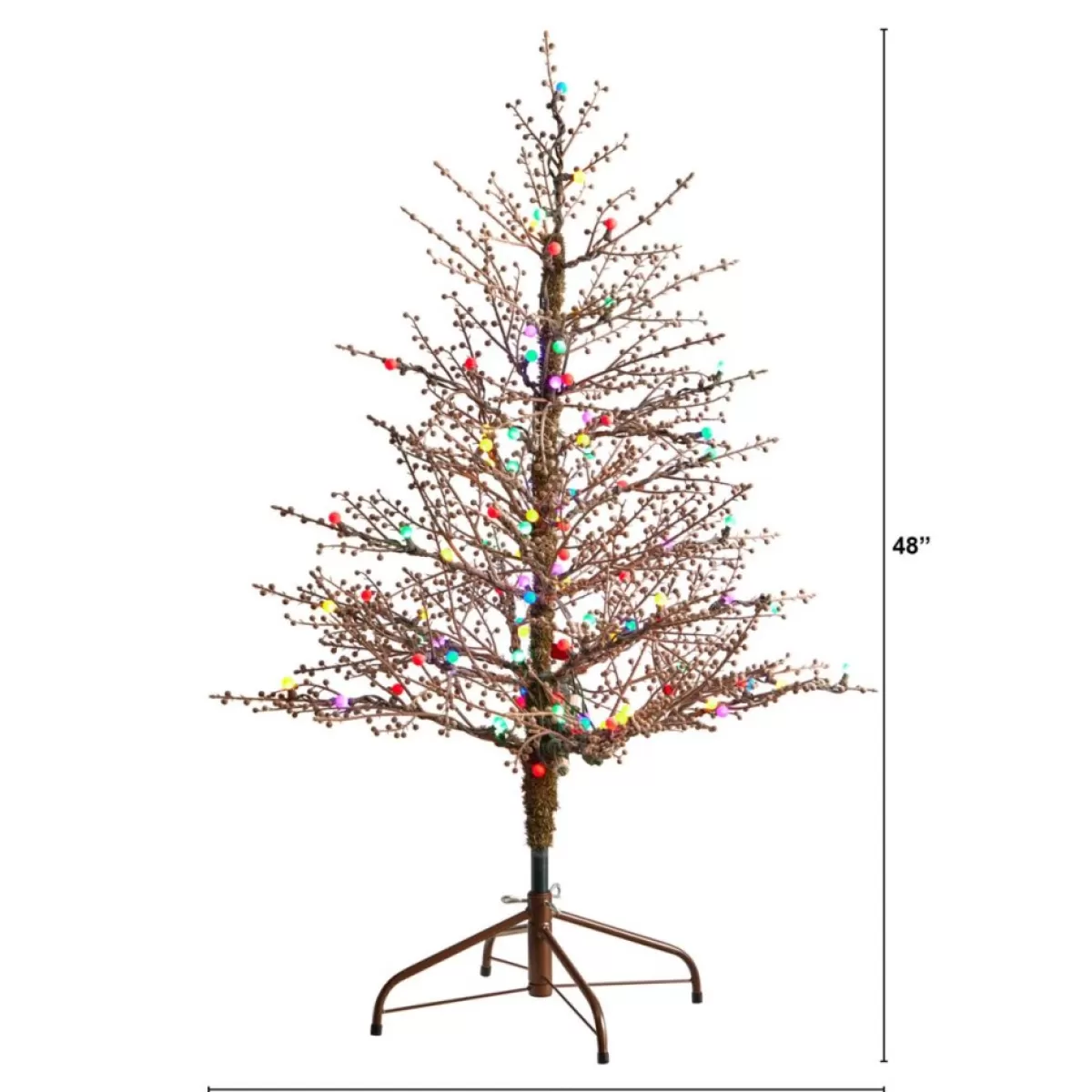 Nearly Natural Christmas Trees | 4' Frosted Berry Twig Christmas Tree With 100 Lights