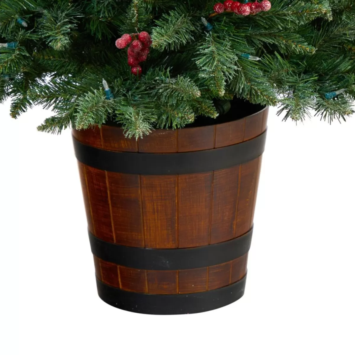 Nearly Natural Christmas Trees | 5' Frosted Pre-Lit Porch Christmas Tree With 200 Led Lights