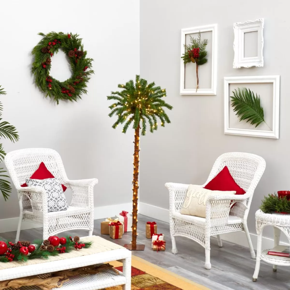 Nearly Natural Christmas Trees | 5 Ft. Christmas Palm Artificial Tree With 150 Warm White Led Lights