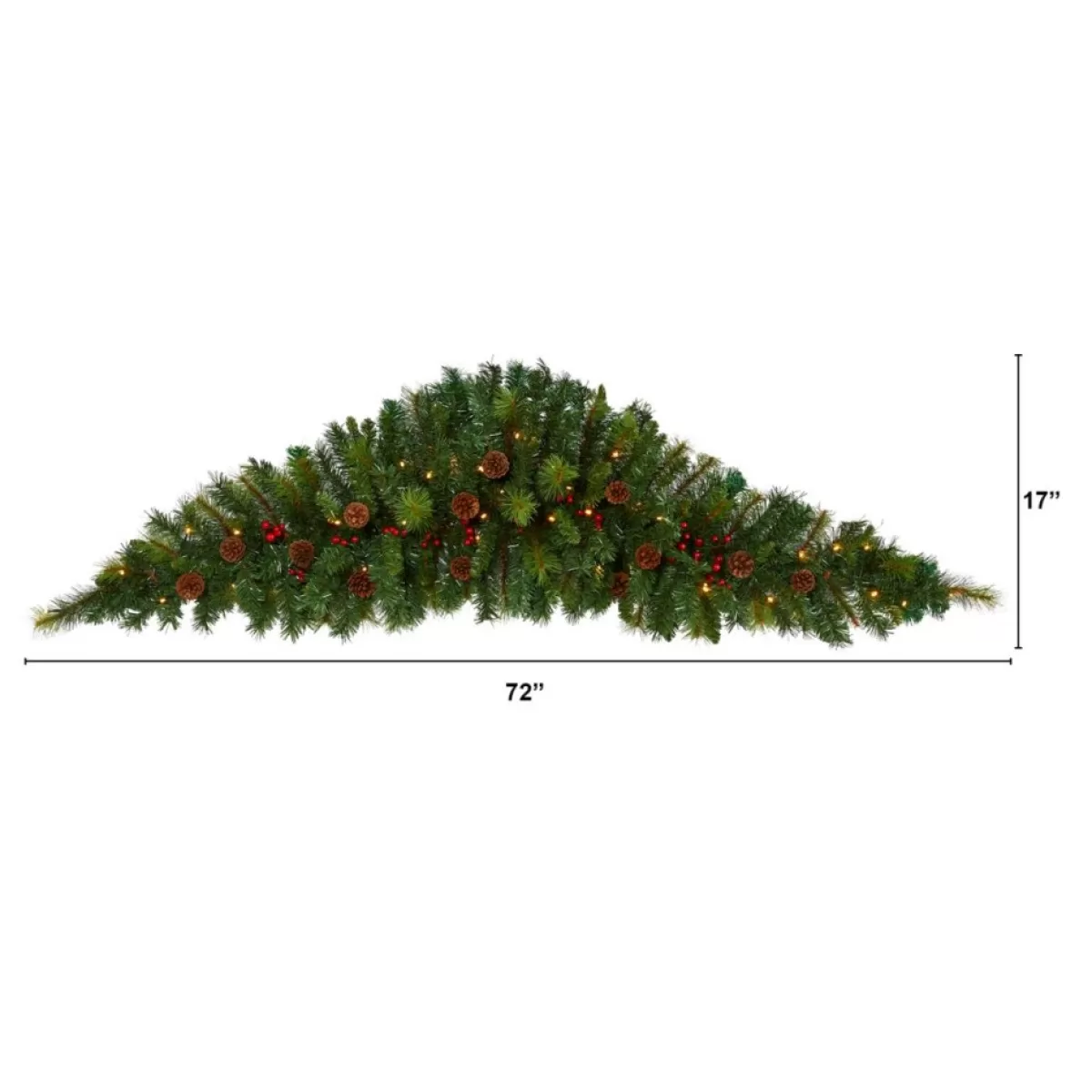 Nearly Natural Wreaths, Garlands & More | 6' Artificial Christmas Swag With 50 Led Lights, Berries And Pine Cones