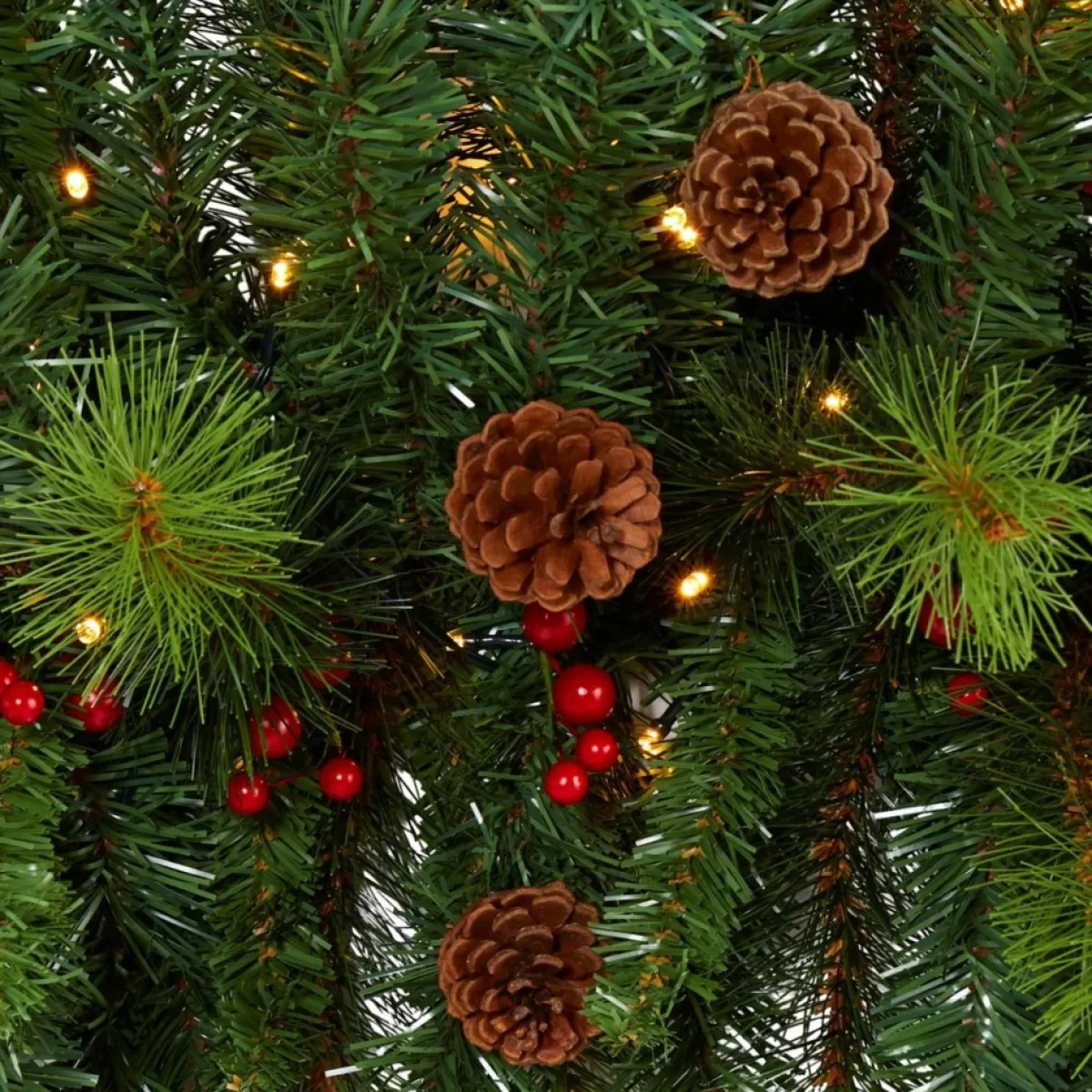 Nearly Natural Wreaths, Garlands & More | 6' Artificial Christmas Swag With 50 Led Lights, Berries And Pine Cones