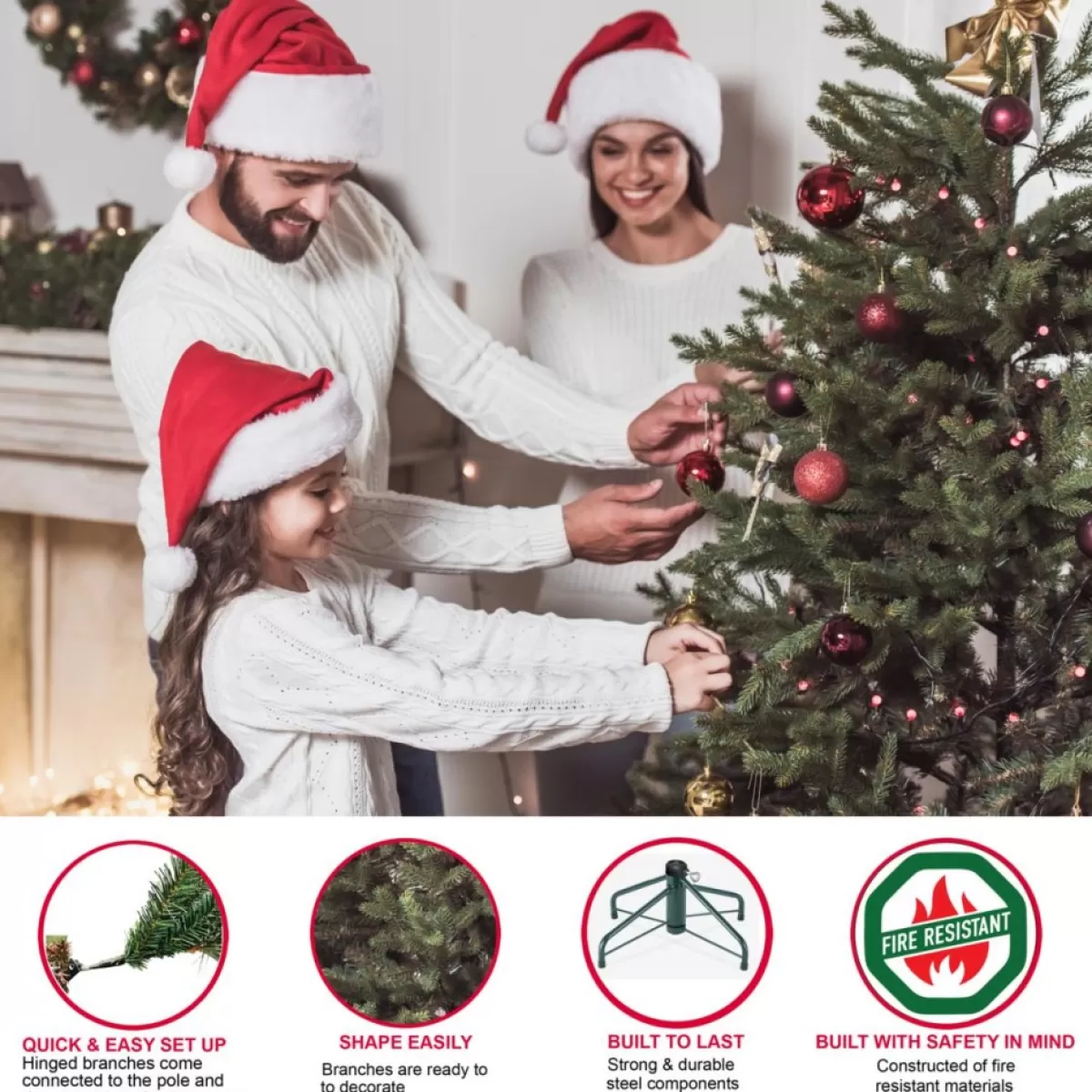 Puleo International Christmas Trees | 7.5' Pre-Lit Teton Pine Artificial Christmas Tree - 600 Clear Lights