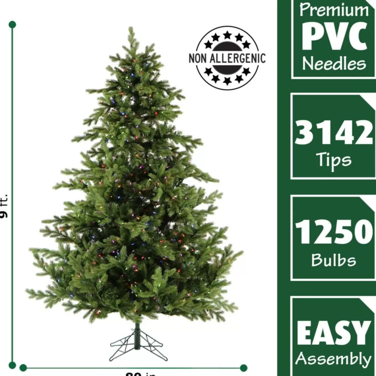 Fraiser Hill Farms Christmas Trees | 9-Ft. Foxtail Pine Christmas Tree With Multi-Color Led String Lighting