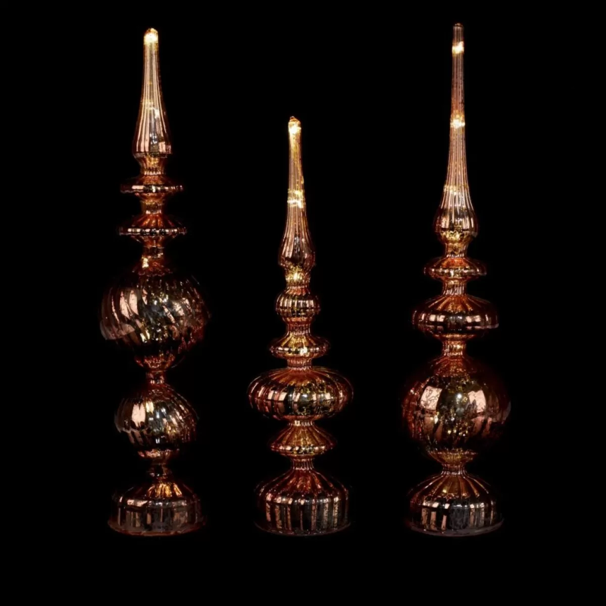 Alison at Home Indoor Decor | Illuminated Glass Finials With Timers 3-Piece Set