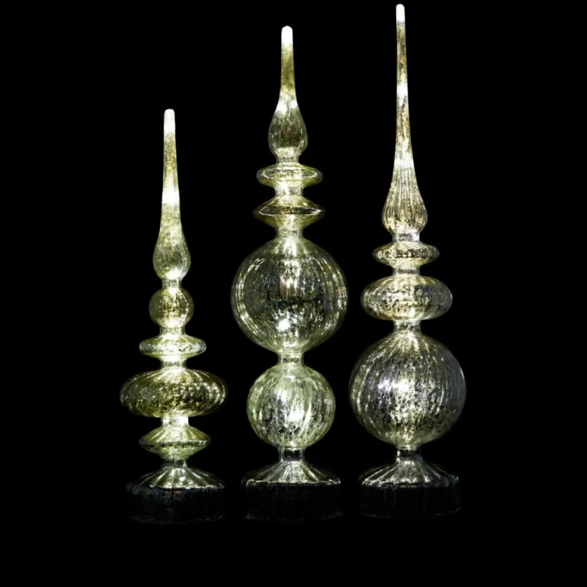 Alison at Home Indoor Decor | Illuminated Glass Finials With Timers 3-Piece Set