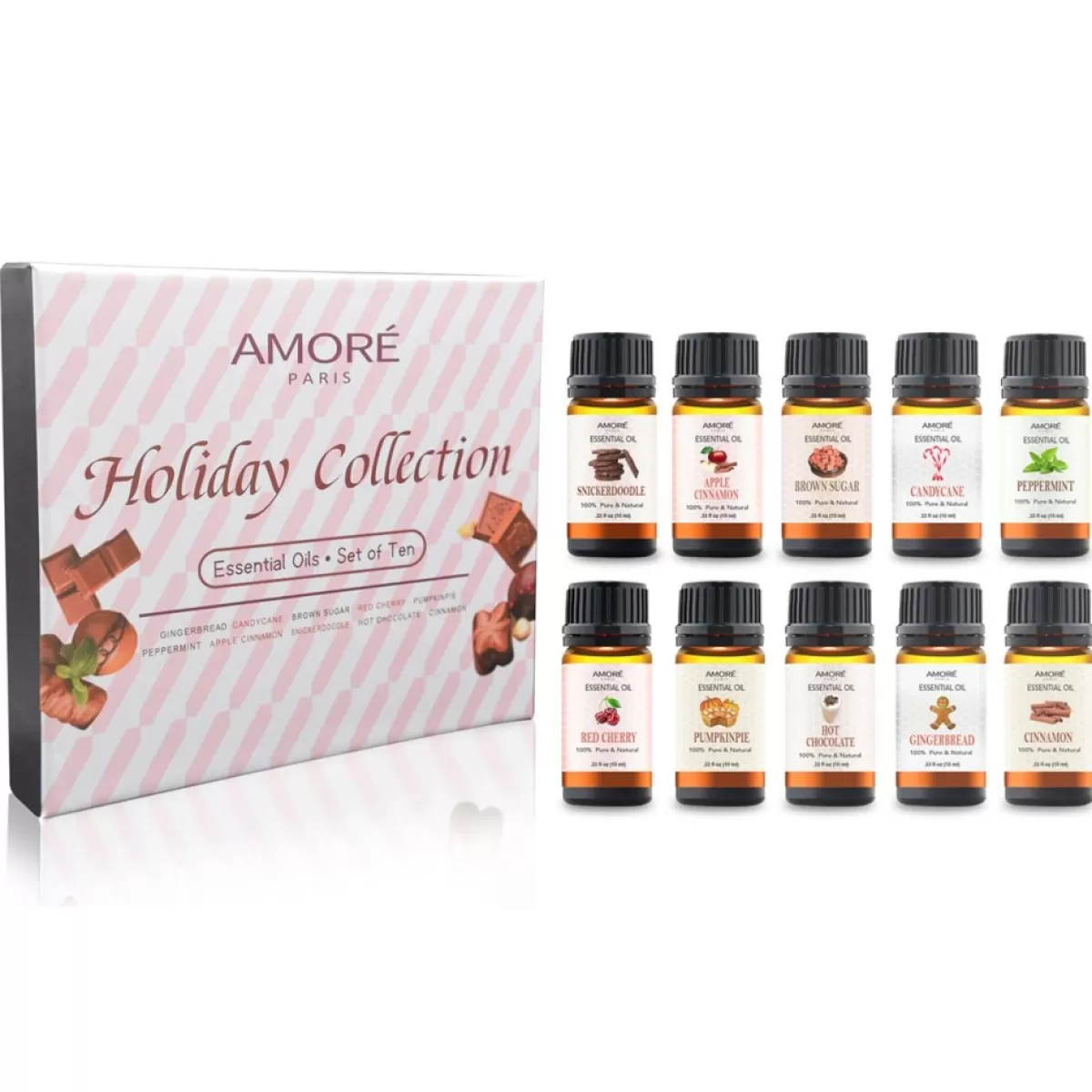 Amore Paris Candles | 10-Pack Holiday Collection Essential Oil Set