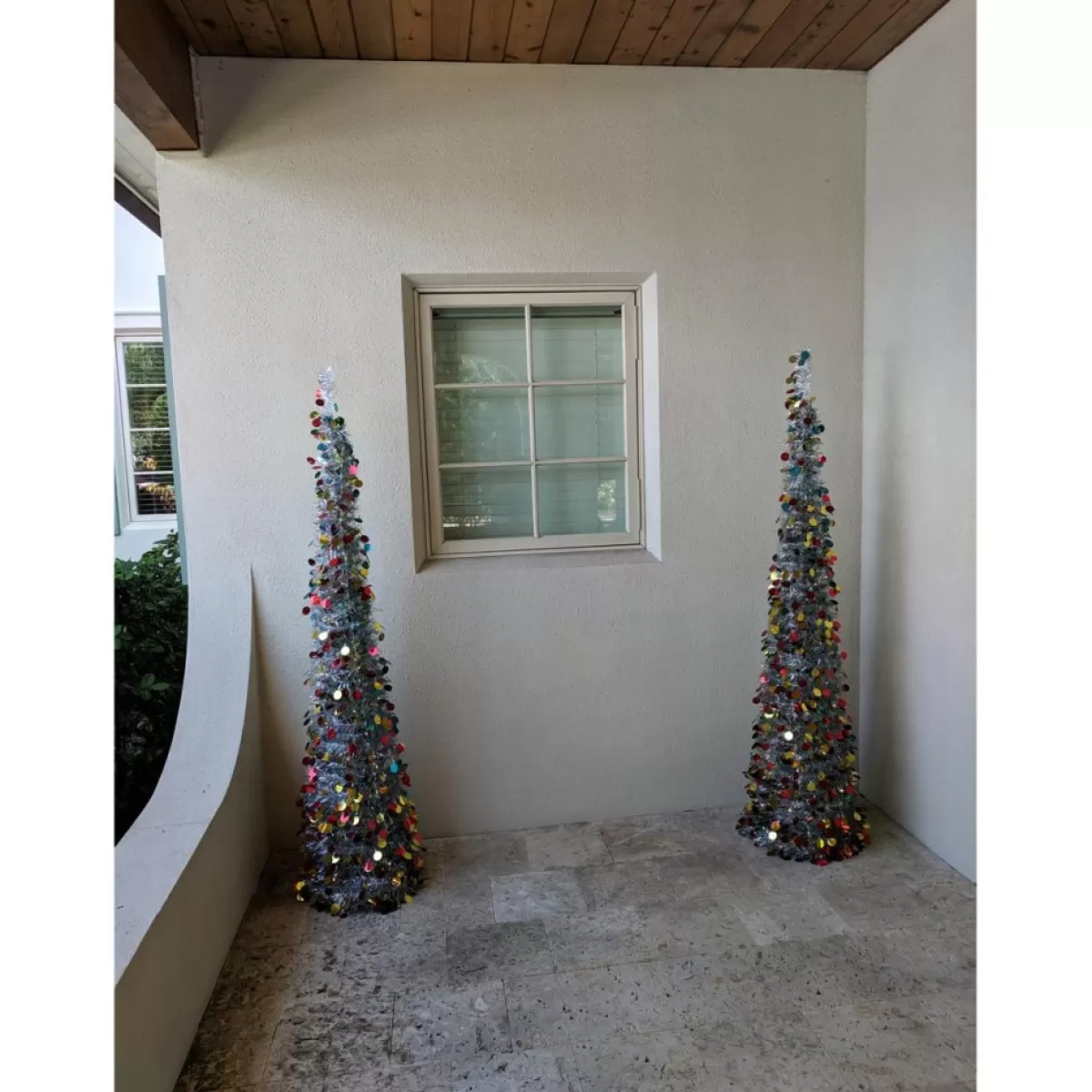 Winter Lane Christmas Trees | As Is 6' Illuminated Slim Tinsel Pop-Up Christmas Tree