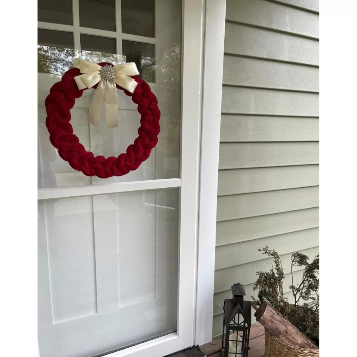 august & leo Wreaths, Garlands & More | 19" Braided Velvet Wreath With Jeweled Satin Bow