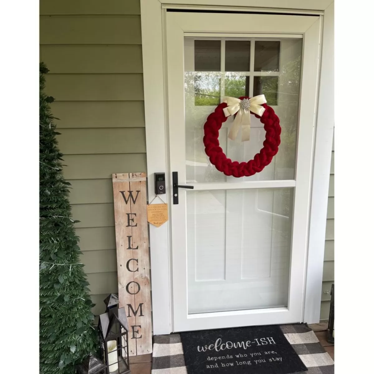 august & leo Wreaths, Garlands & More | 19" Braided Velvet Wreath With Jeweled Satin Bow