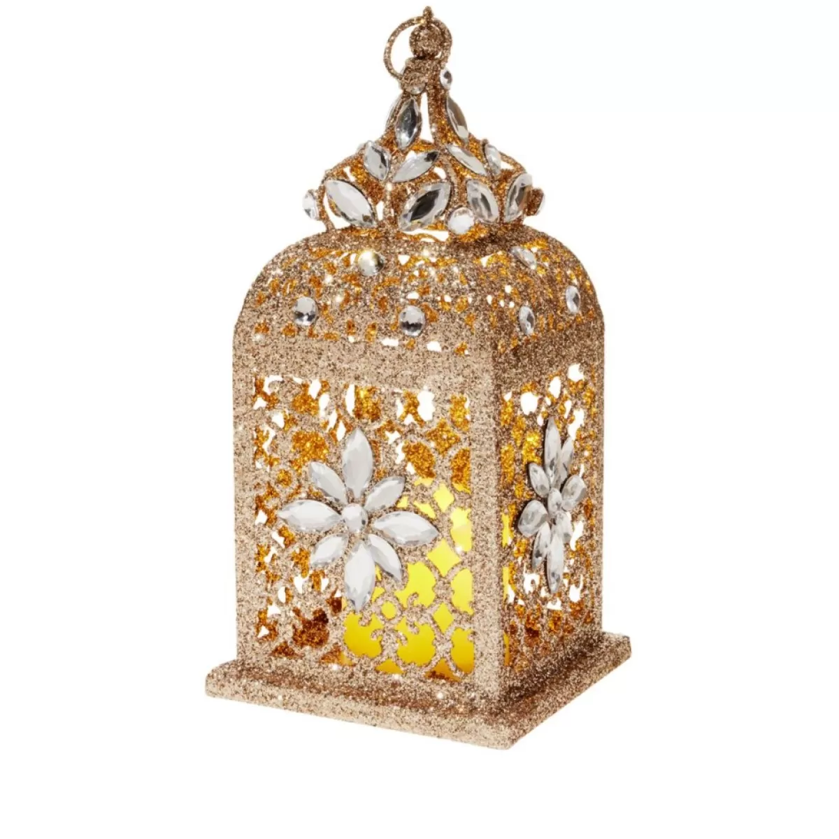 august & leo Indoor Decor | 9.75" Jeweled Ornate Lantern With Candle