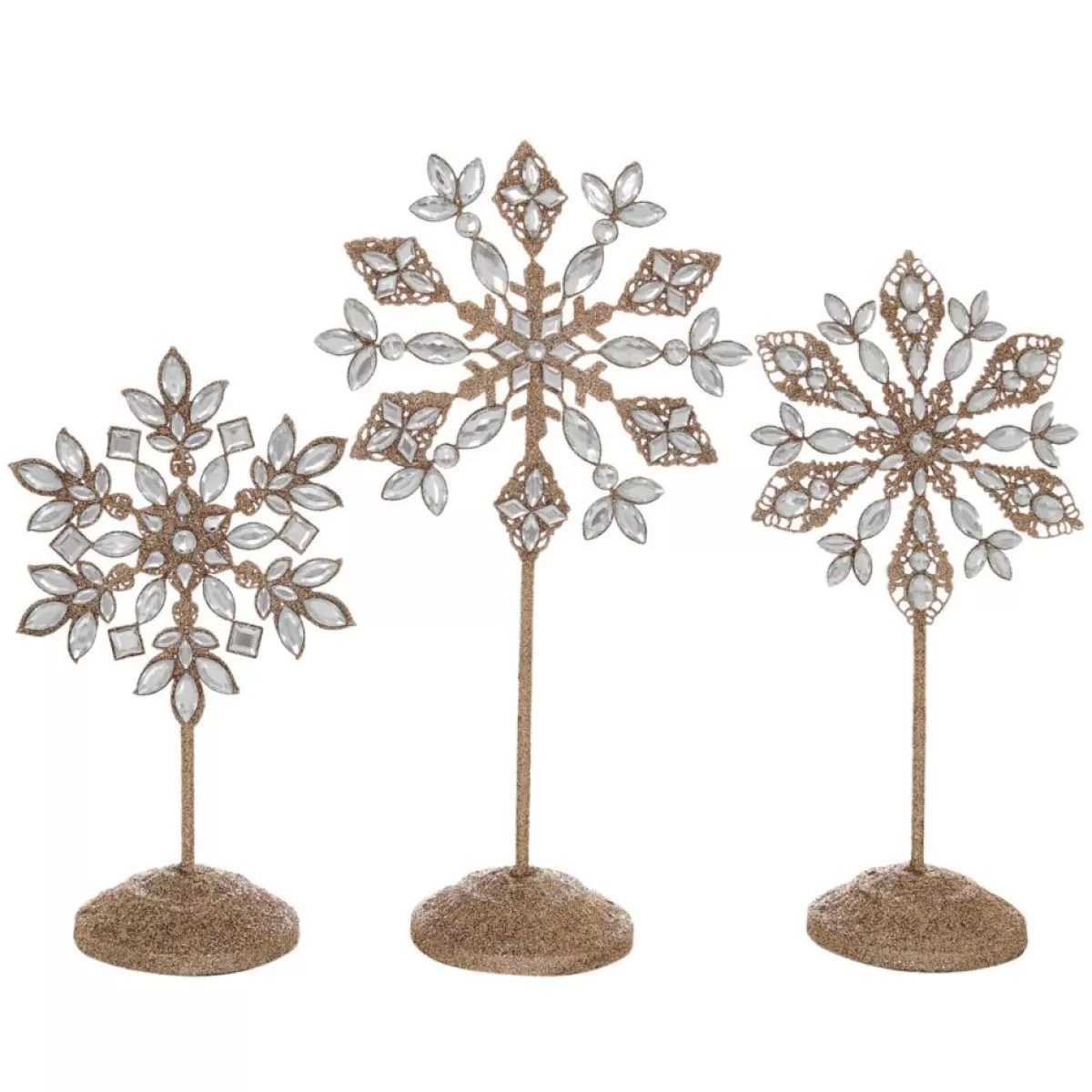 august & leo Indoor Decor | Crystal Snowflake Stand - Set Of 3