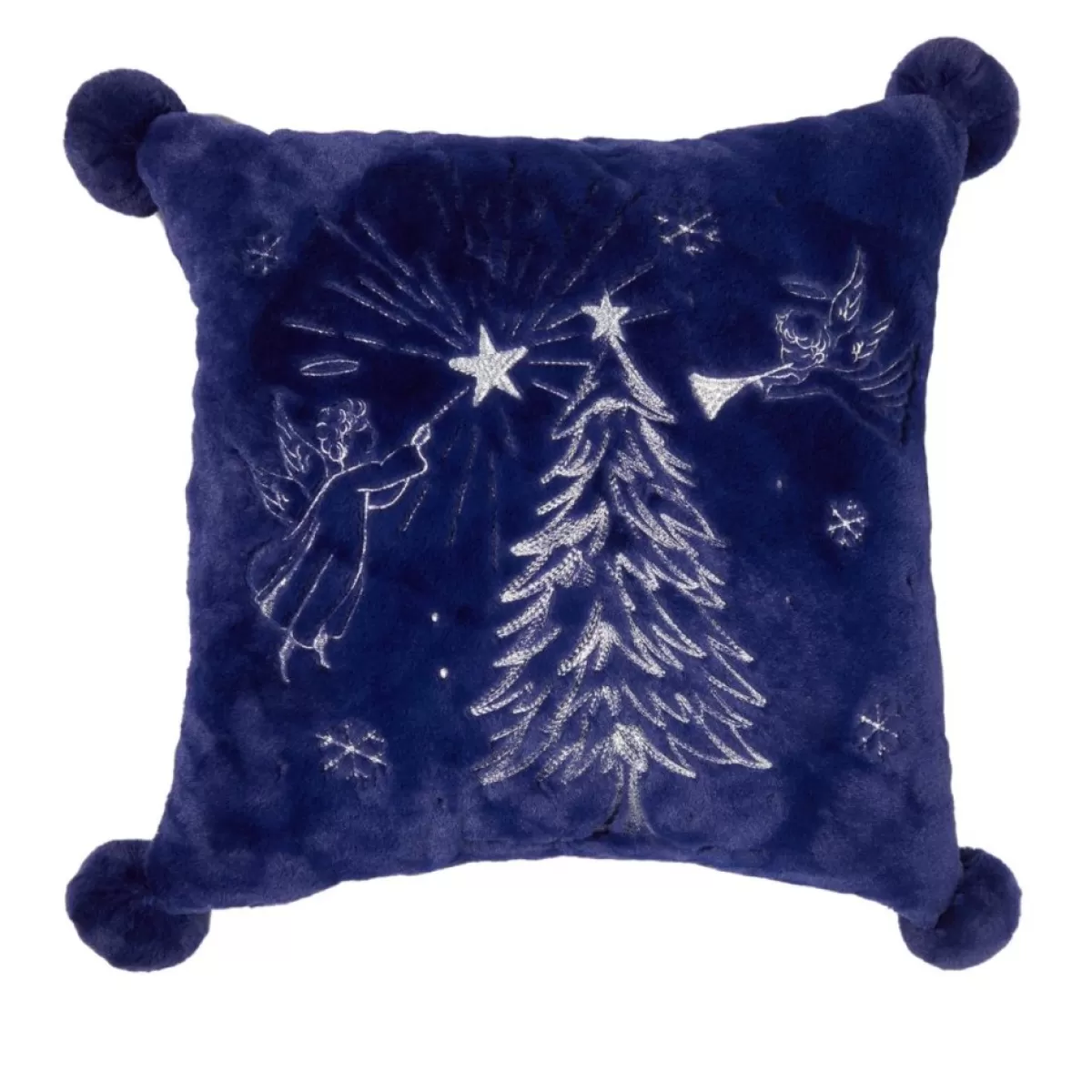 august & leo Holiday Textiles | Faux Fur Embroidered Angelic Winter Pillow