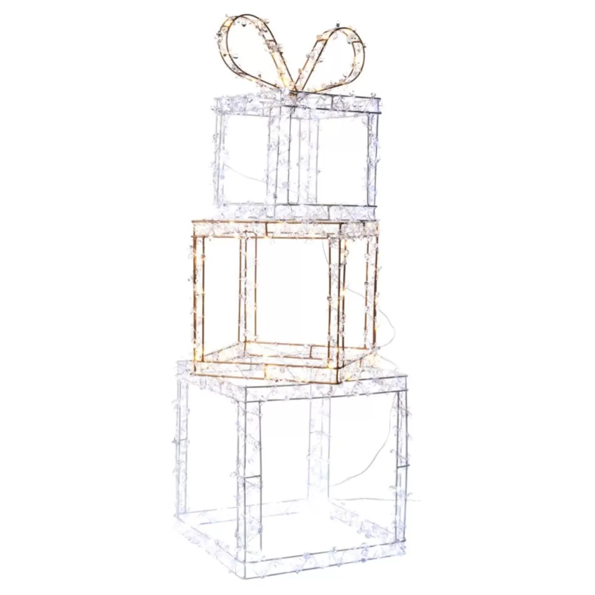 august & leo Outdoor Decor | Faux Jeweled Led Metal Gift Boxes With Stakes