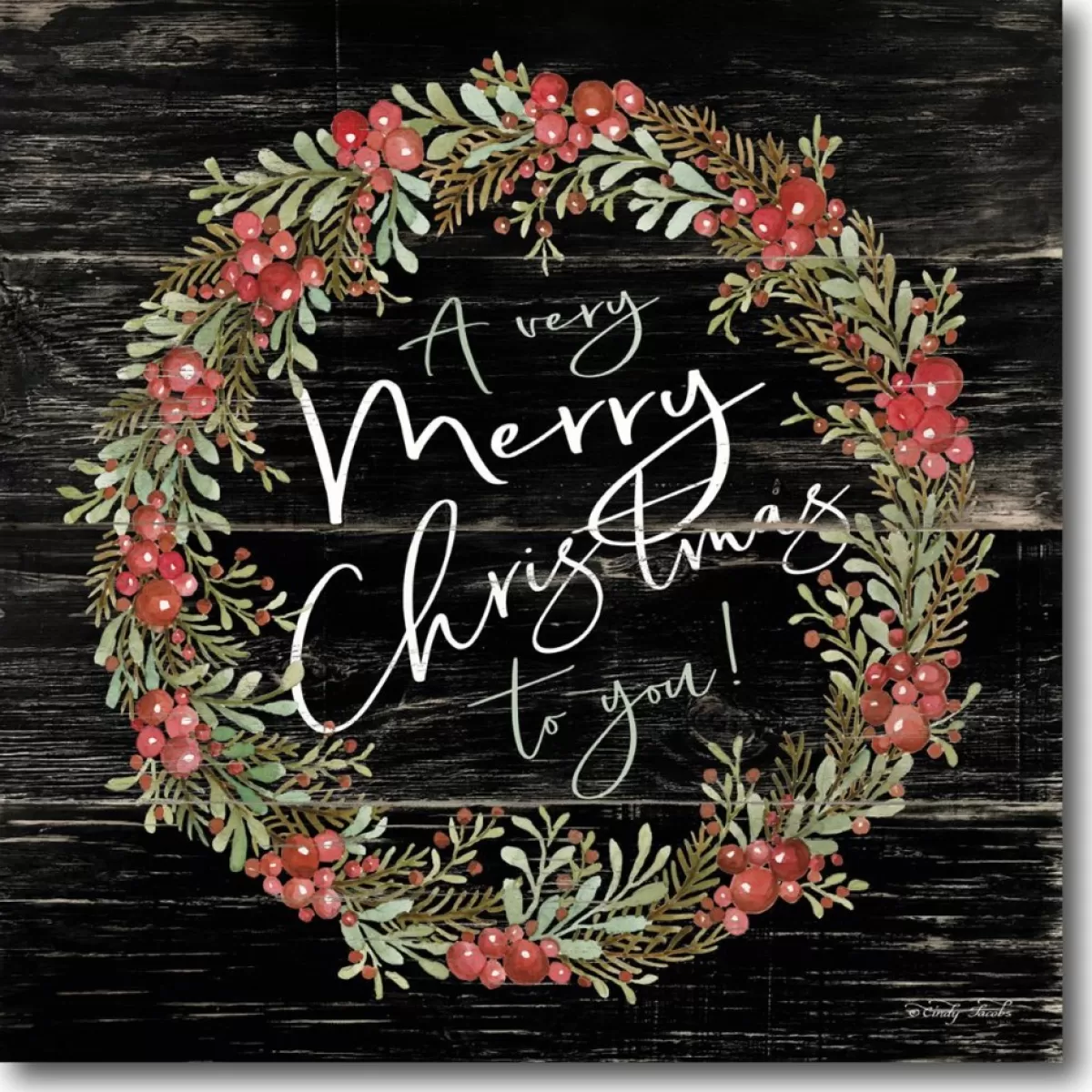 Courtside Market Indoor Decor | A Very Merry Christmas Wreath 14" X 14" Wood Art