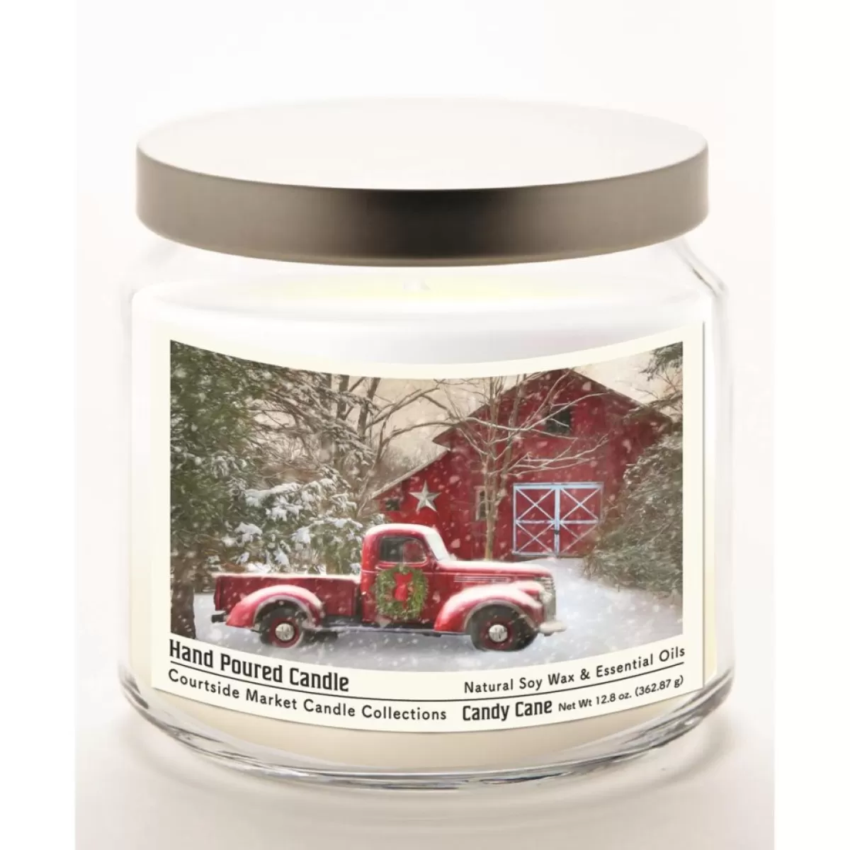 Courtside Market Candles | Barn Infused Wax Candle In Glass Jar With Silver Lid