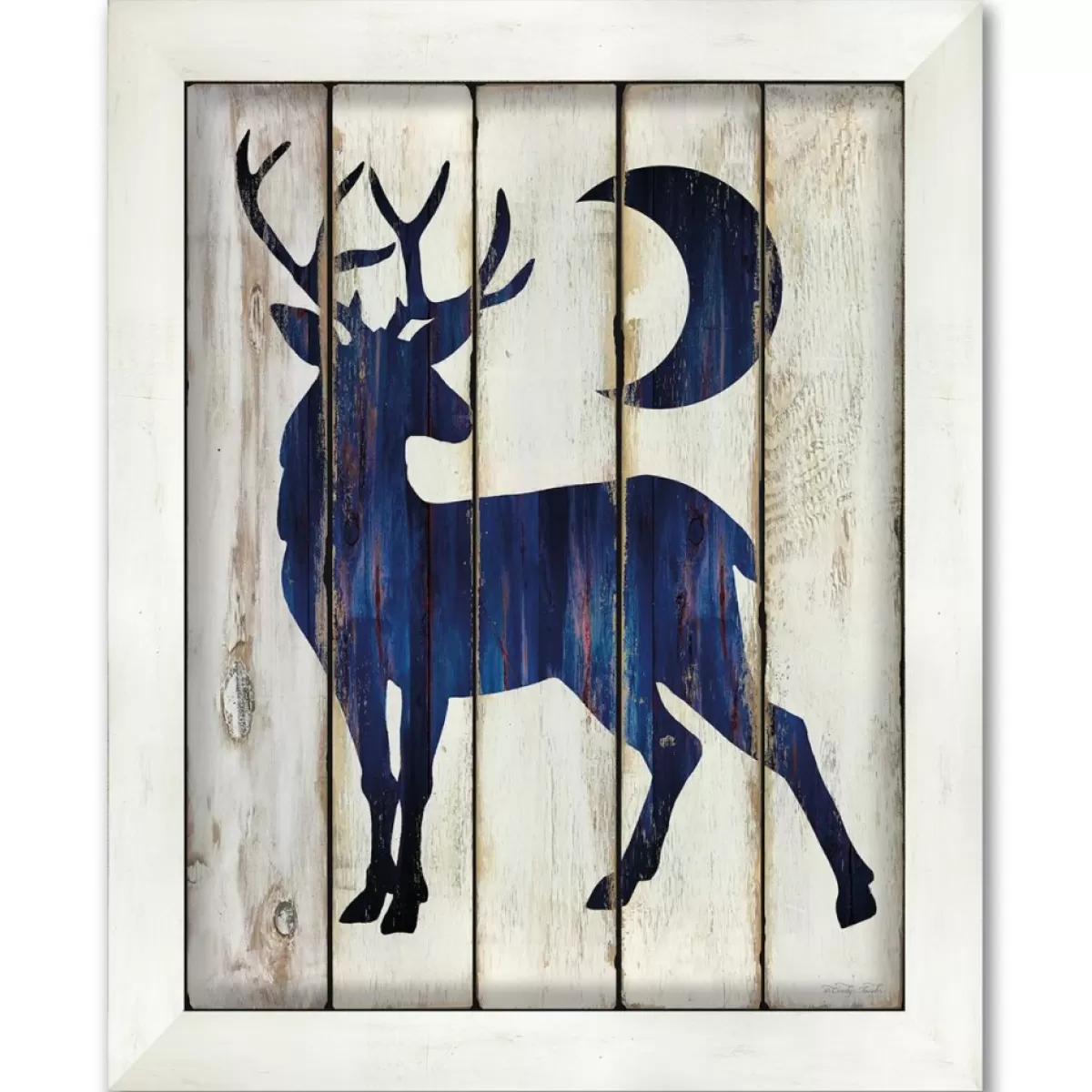 Courtside Market Indoor Decor | Buck And Moon 10.5" X 14" Wood Art - Navy Blue