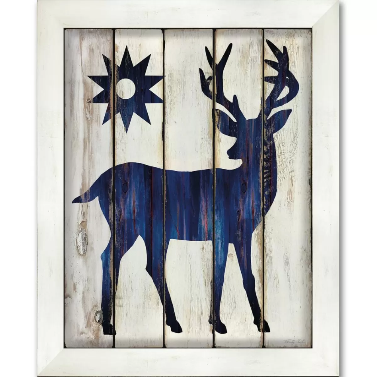 Courtside Market Indoor Decor | Buck And Sun 10.5" X 14" Wood Art - Navy Blue