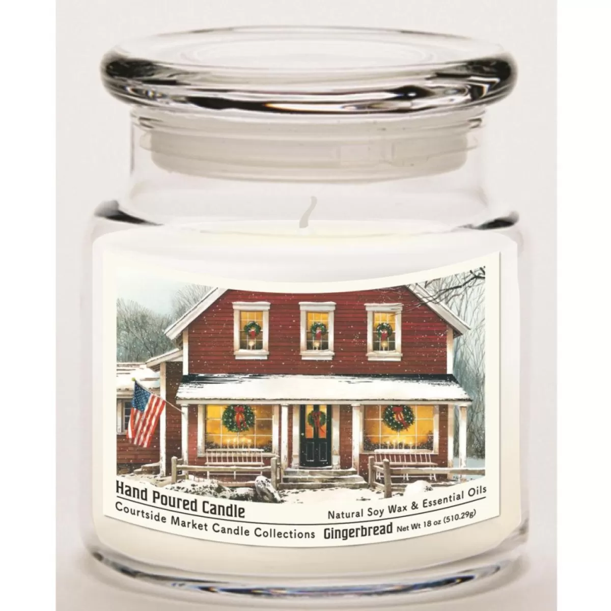 Courtside Market Candles | Candle W/ Essential Oils + Lid - Christmas Farmhouse