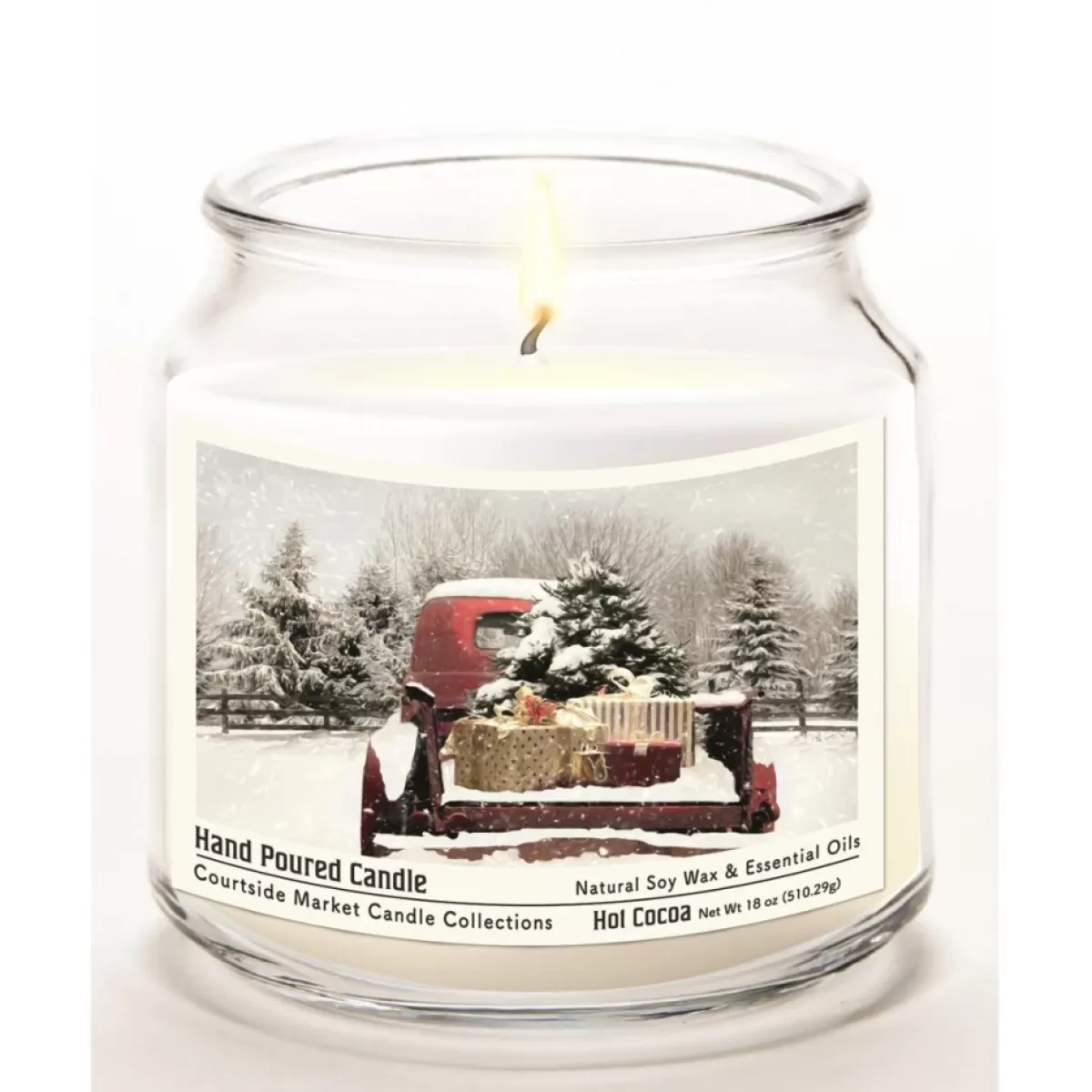 Courtside Market Candles | Candle W/ Essential Oils + Lid - Red Christmas Truck
