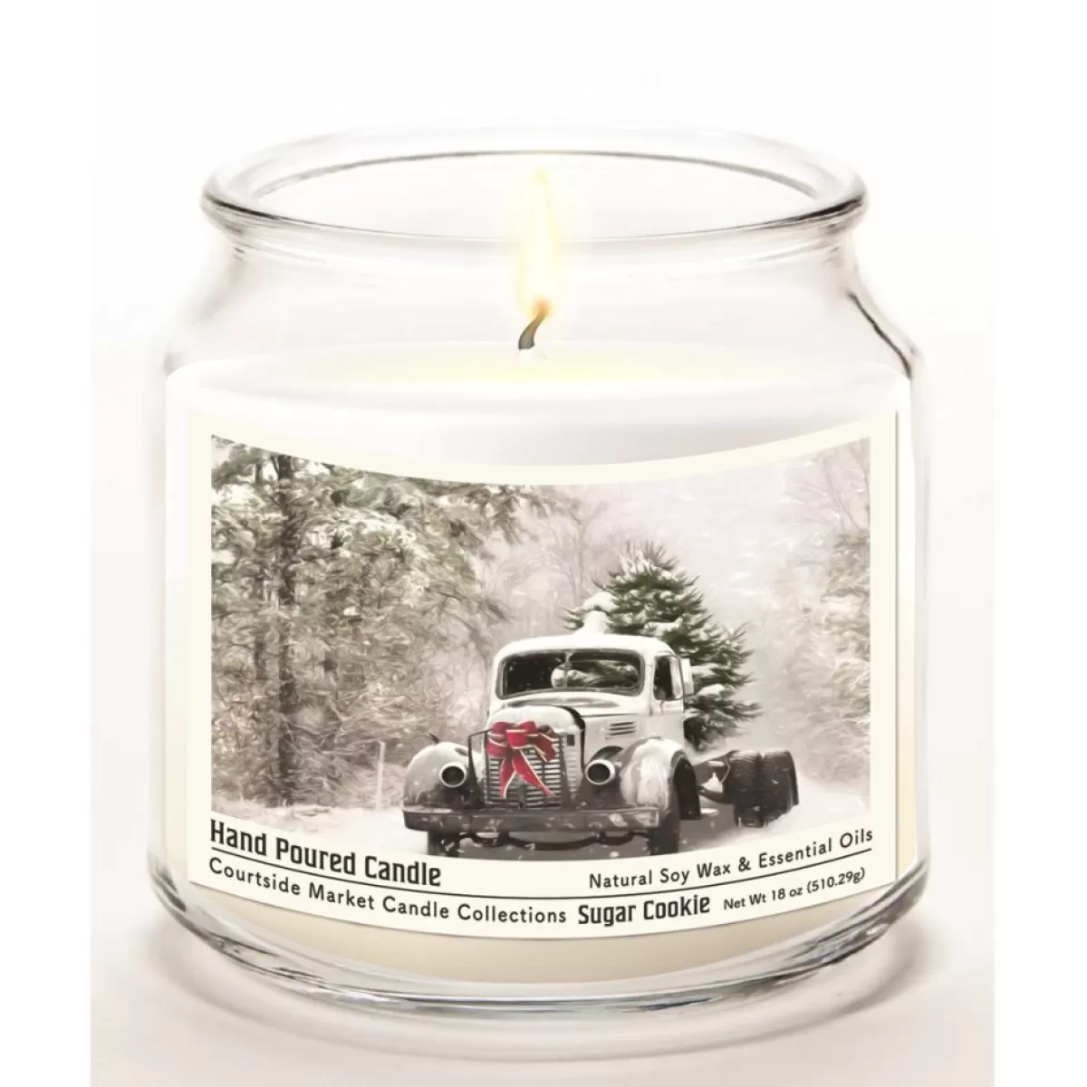 Courtside Market Candles | Candle W/ Essential Oils + Lid- Snowy Christmas Truck