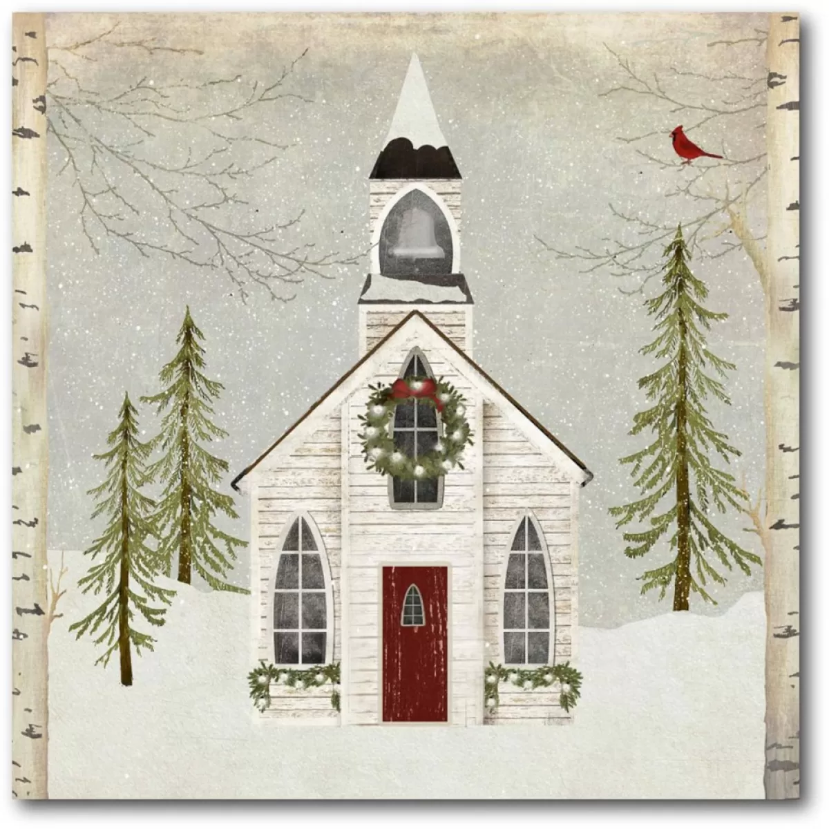 Courtside Market Indoor Decor | Canvas Wall Art - Snow Barn, 16" X 16"