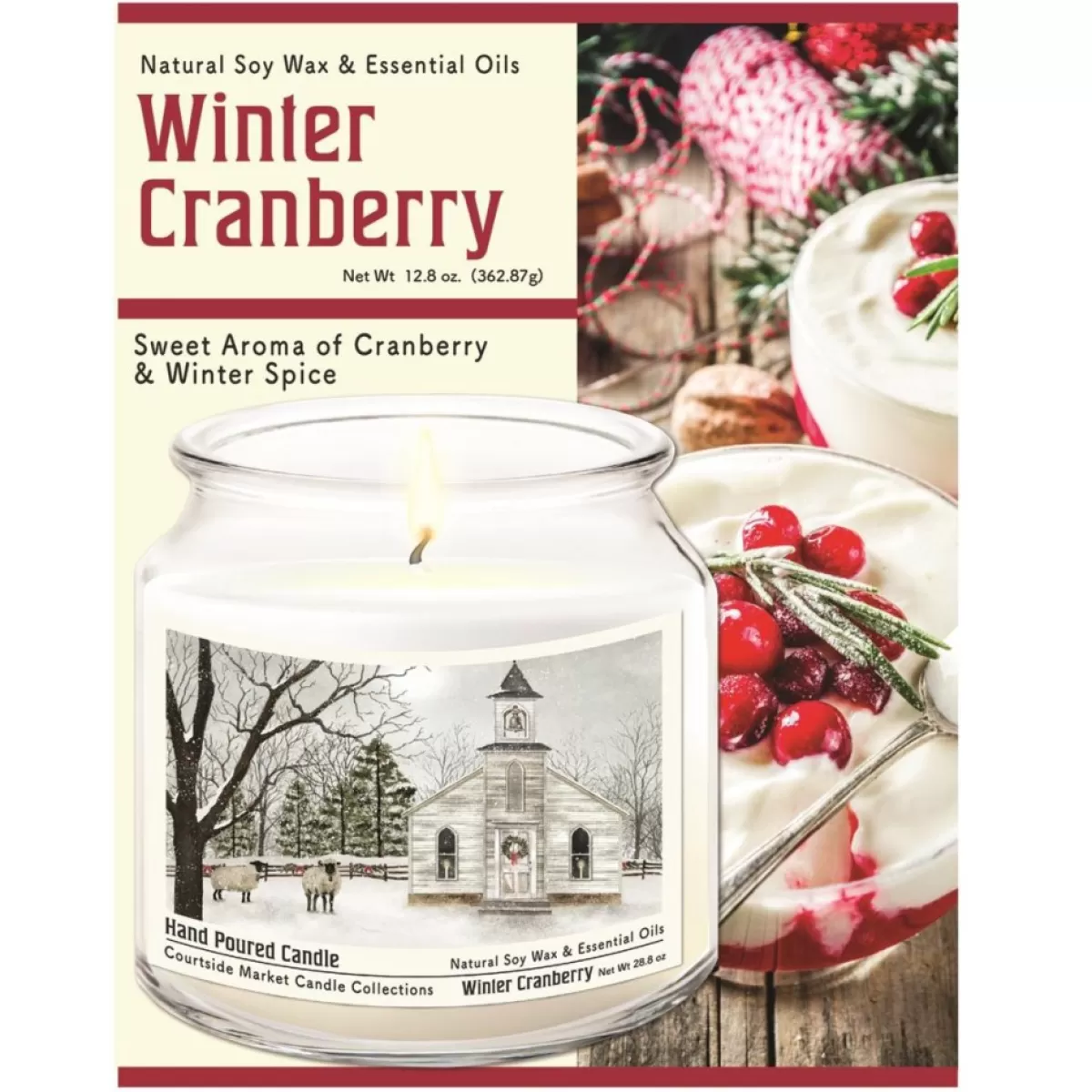 Courtside Market Candles | Christmas Chapel Infused Wax Candle With Silver Lid