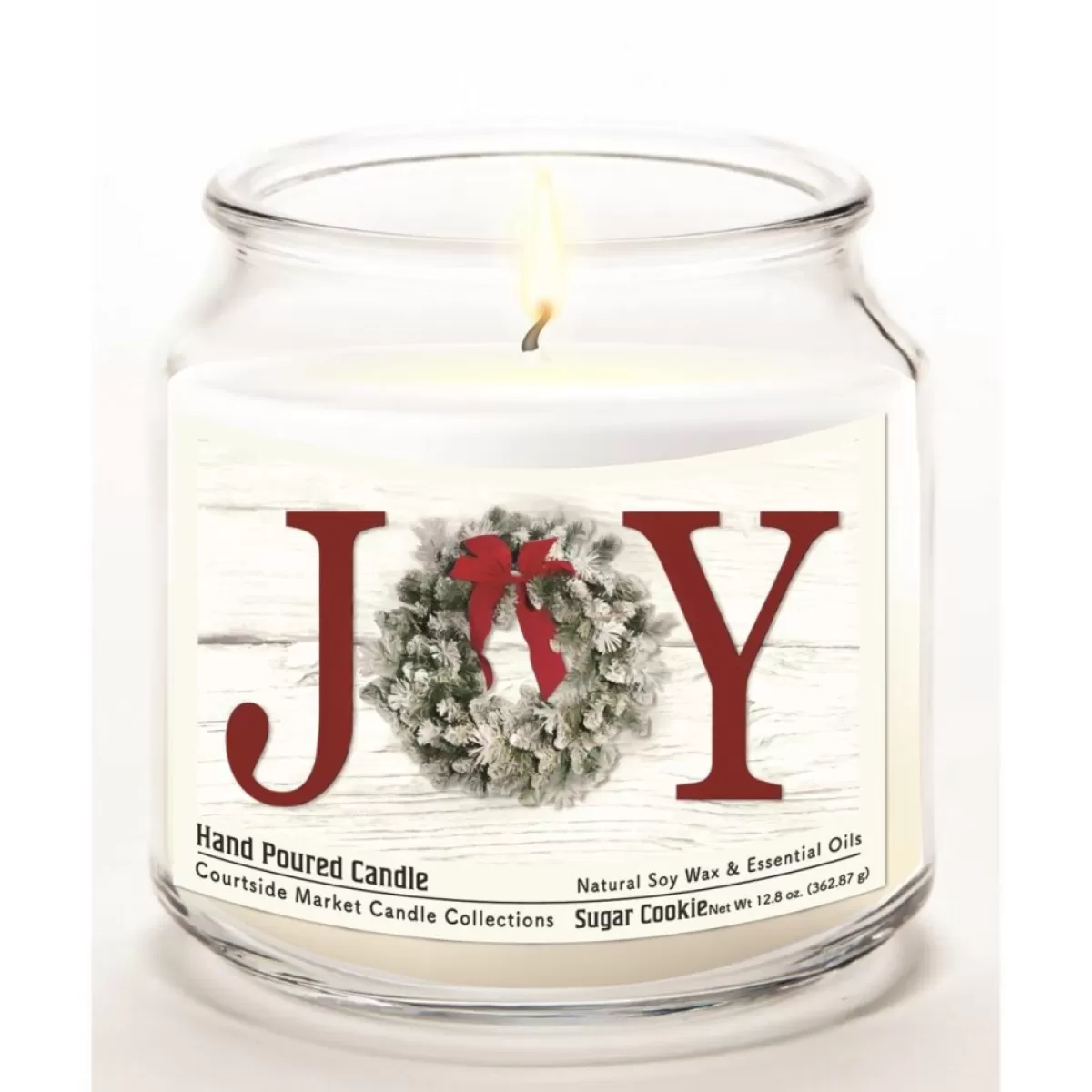 Courtside Market Candles | Christmas Joy Candle Glass Jar With Silver Lid