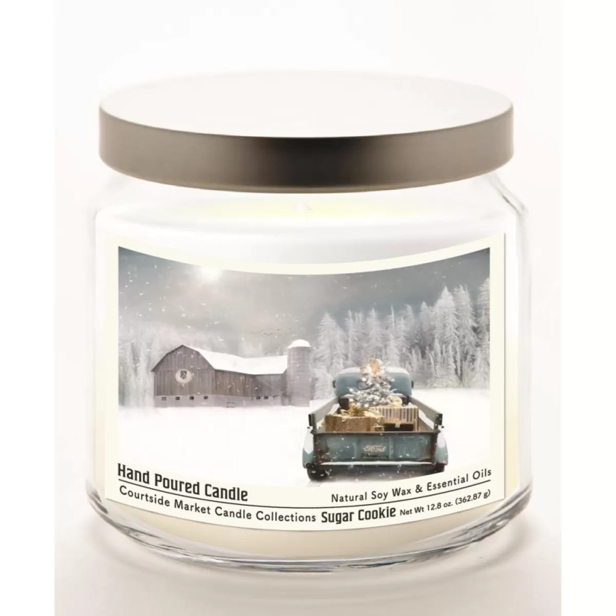 Courtside Market Candles | Christmas Pick-Up Truck Wax Candle With Silver Lid