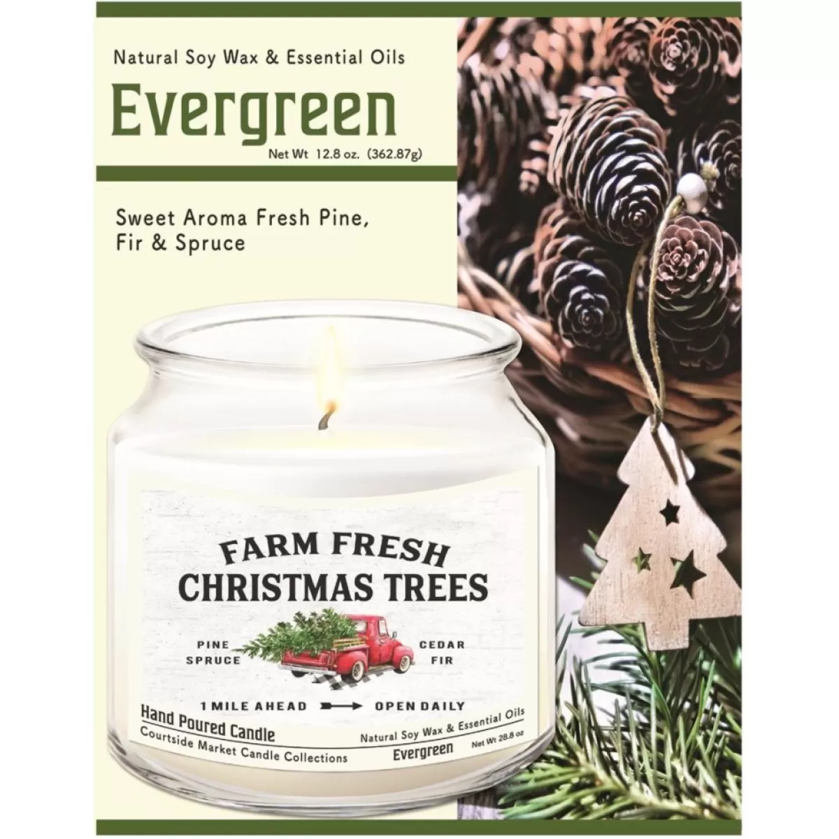 Courtside Market Candles | Farm Trees Candle In Glass Jar With Silver Lid