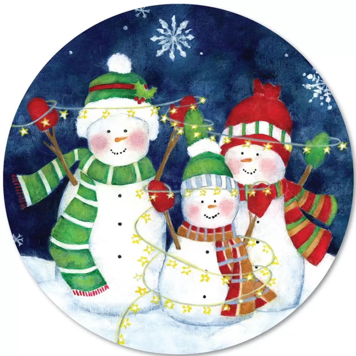 Courtside Market Indoor Decor | Festive Lights I Snowman 12X12 Circular Wood Decor