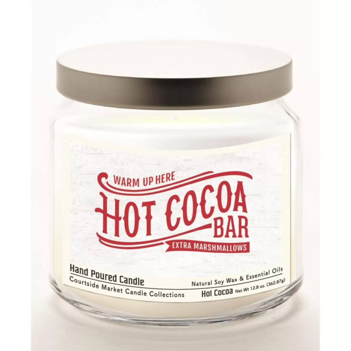Courtside Market Candles | Hot Cocoa Bar Wax Candle In Glass Jar With Silver Lid