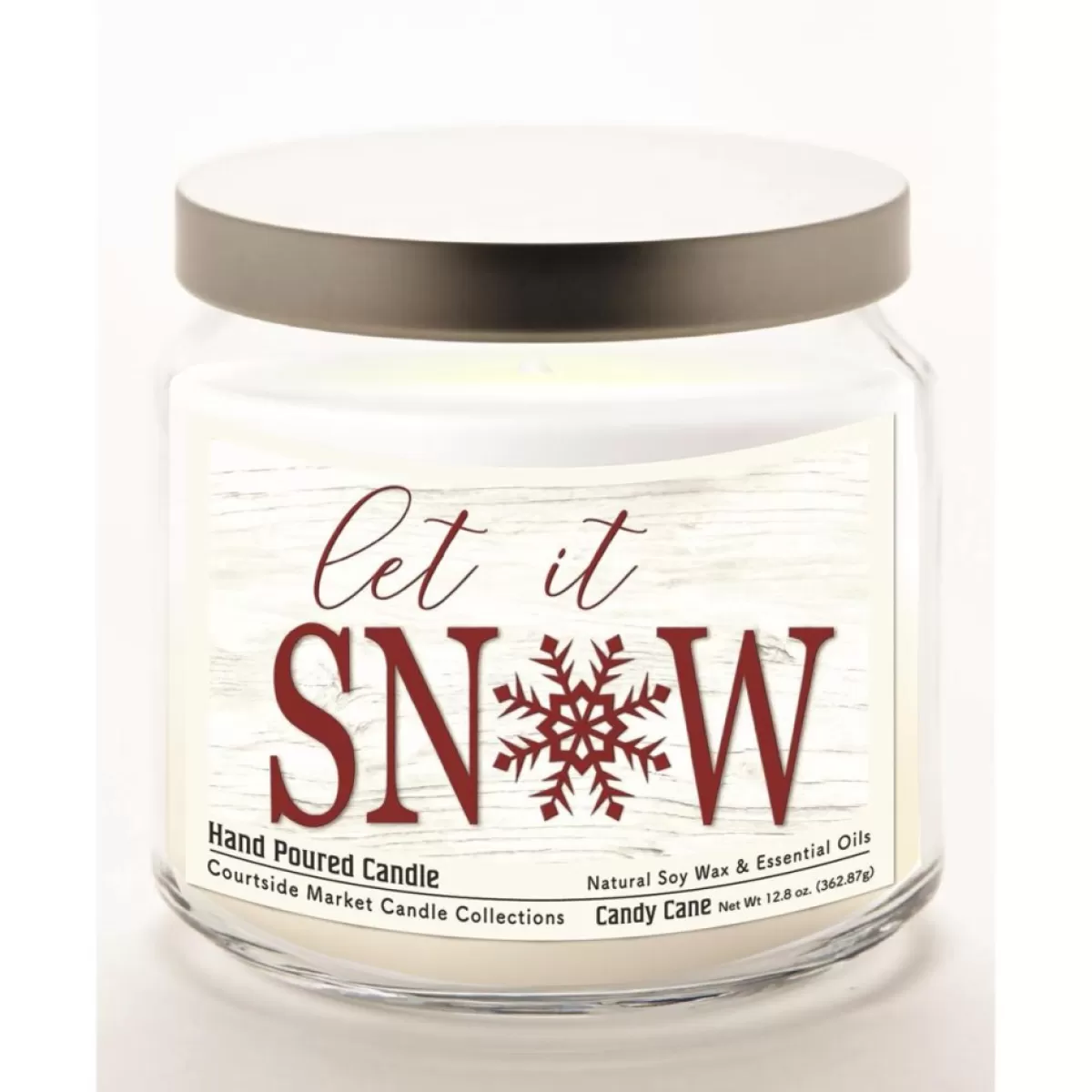 Courtside Market Candles | Let It Snow Candle Glass Jar With Brushed Silver Lid