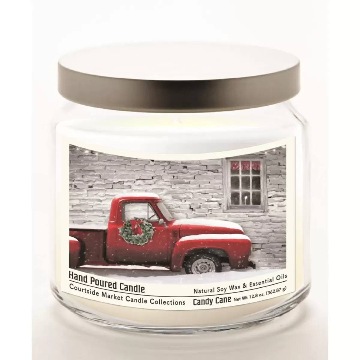 Courtside Market Candles | Red Pick-Up Truck With Wreath Wax Infused Candle