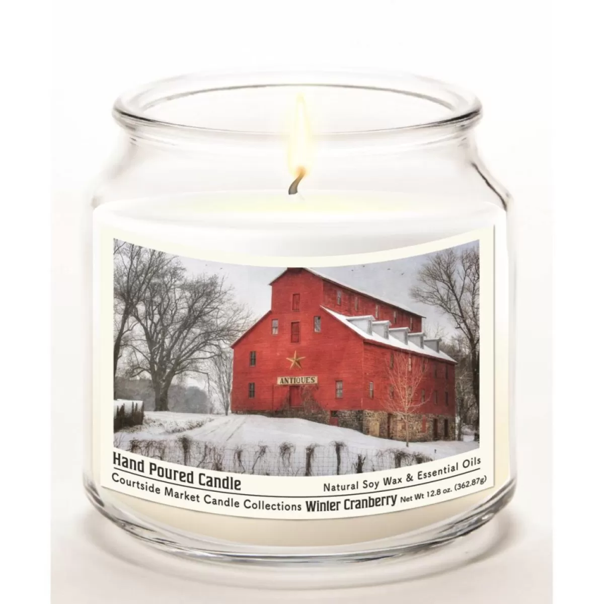 Courtside Market Candles | Snow At The Farm Infused Wax Candle With Silver Lid