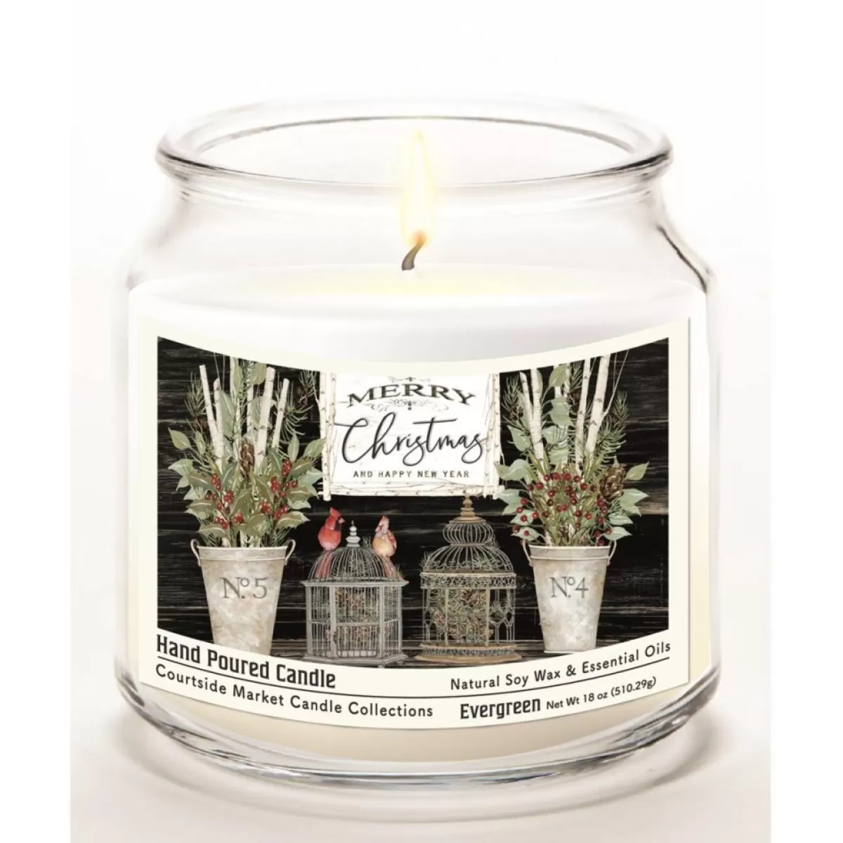 Courtside Market Candles | Soy Candle W/ Essential Oils + Lid - Merry Cardinals