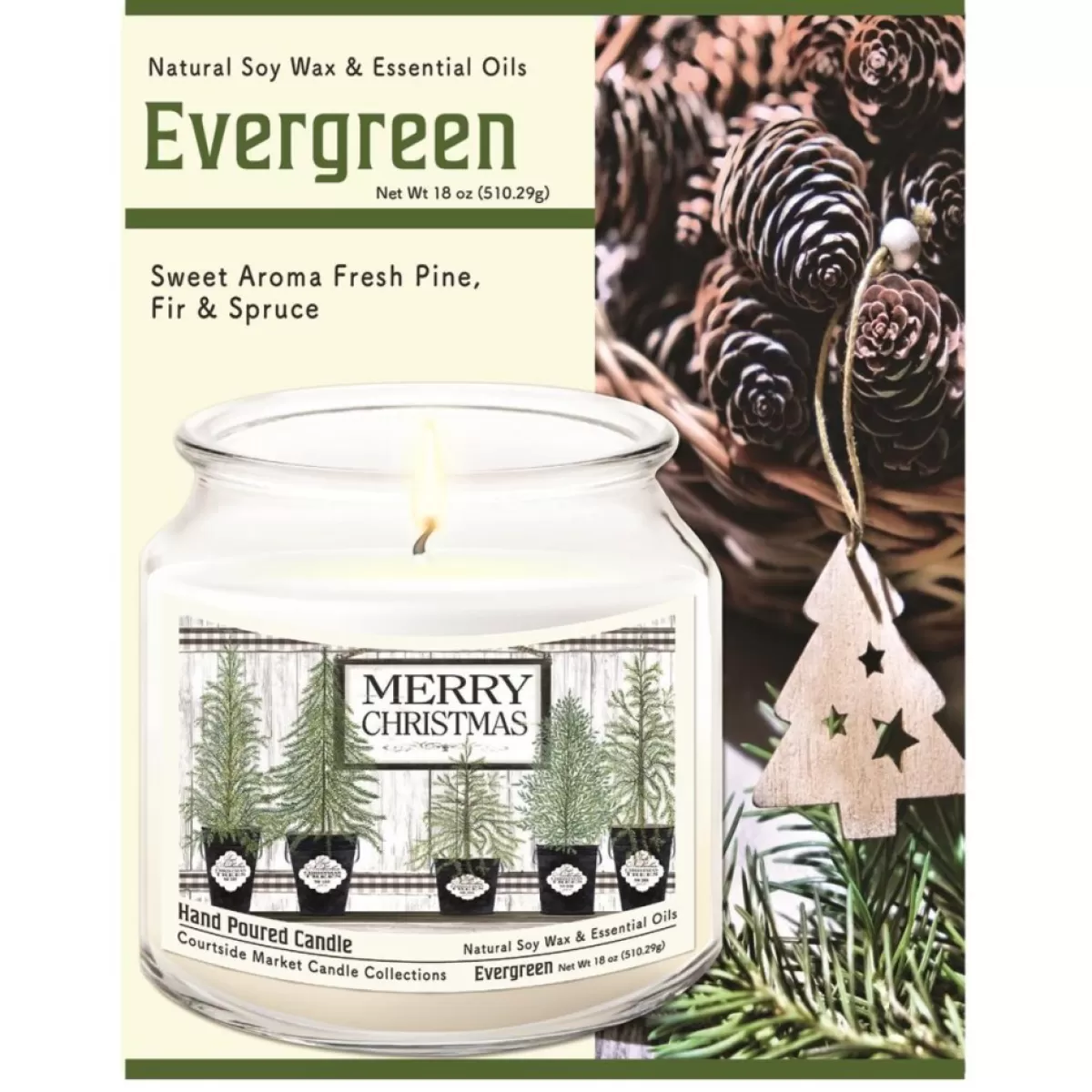 Courtside Market Candles | Soy Candle W/ Essential Oils + Lid - Merry Christmas