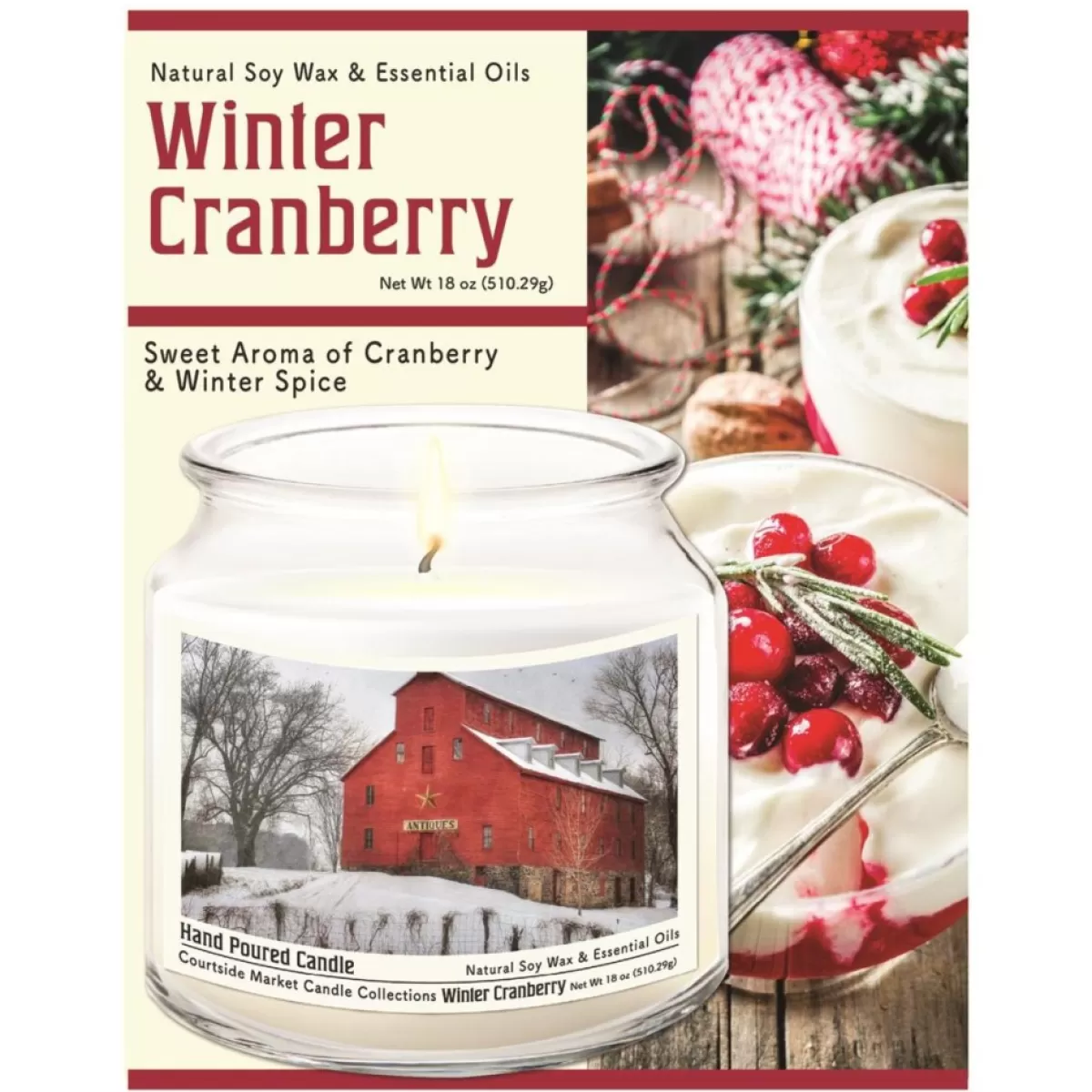Courtside Market Candles | Soy Candle W/ Essential Oils + Lid - Snow At The Farm