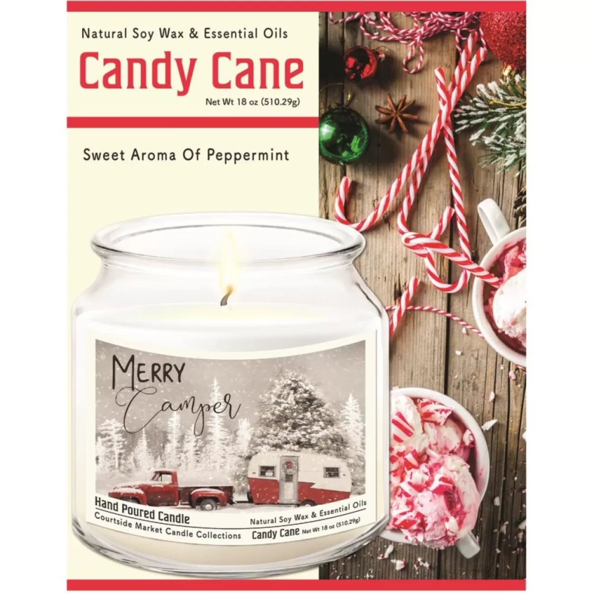 Courtside Market Candles | Soy Candle With Essential Oils + Lid - Merry Camper