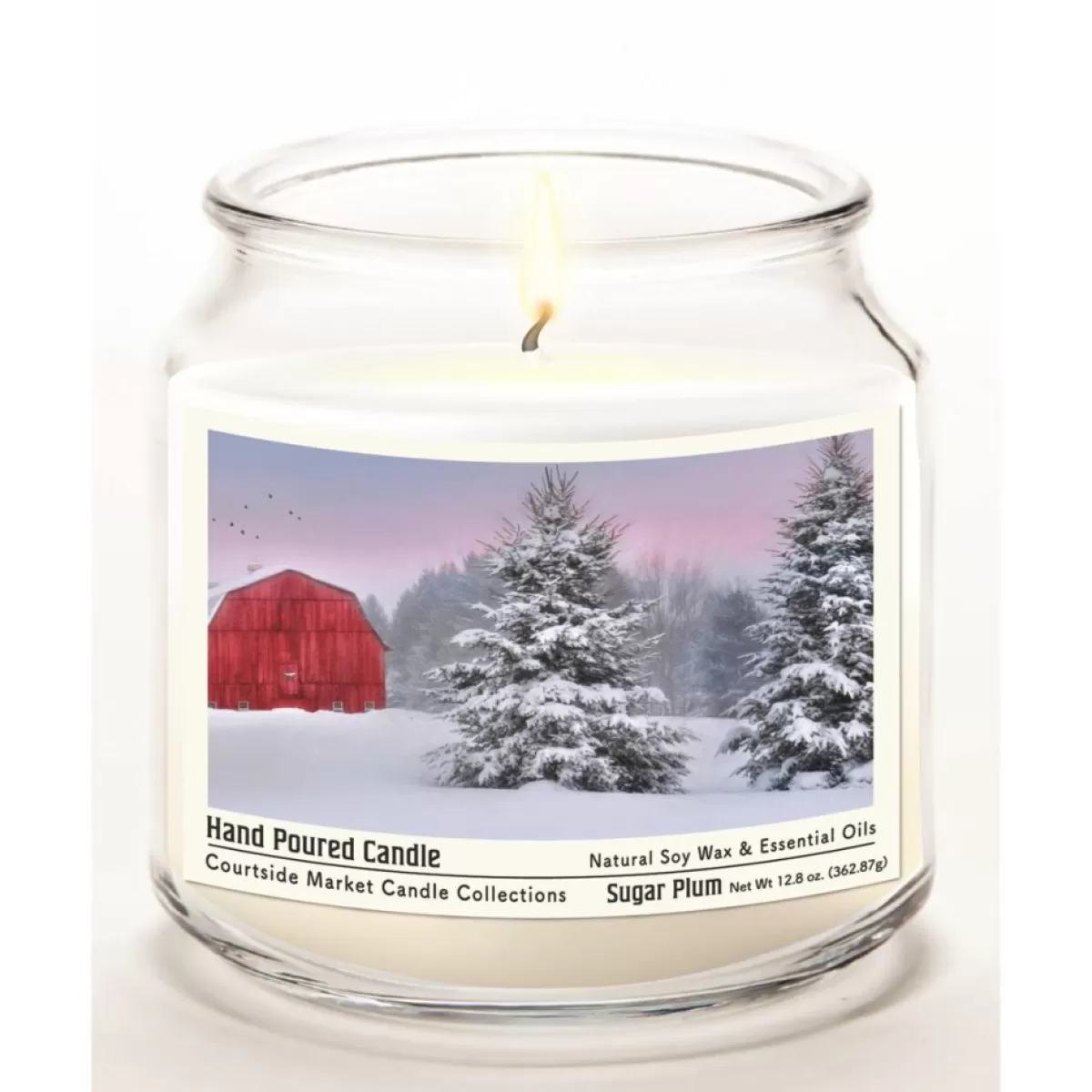 Courtside Market Candles | Tree Farm Wax Candle In Glass Jar With Silver Lid