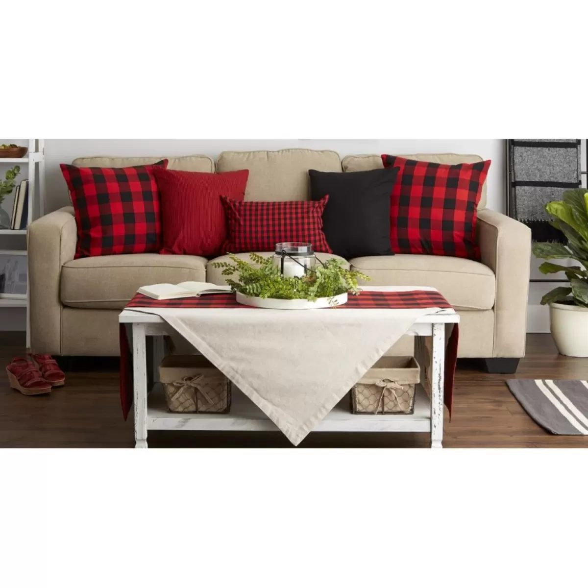 Design Imports Holiday Textiles | Gingham Buffalo Check Pillow Covers Set Of 4
