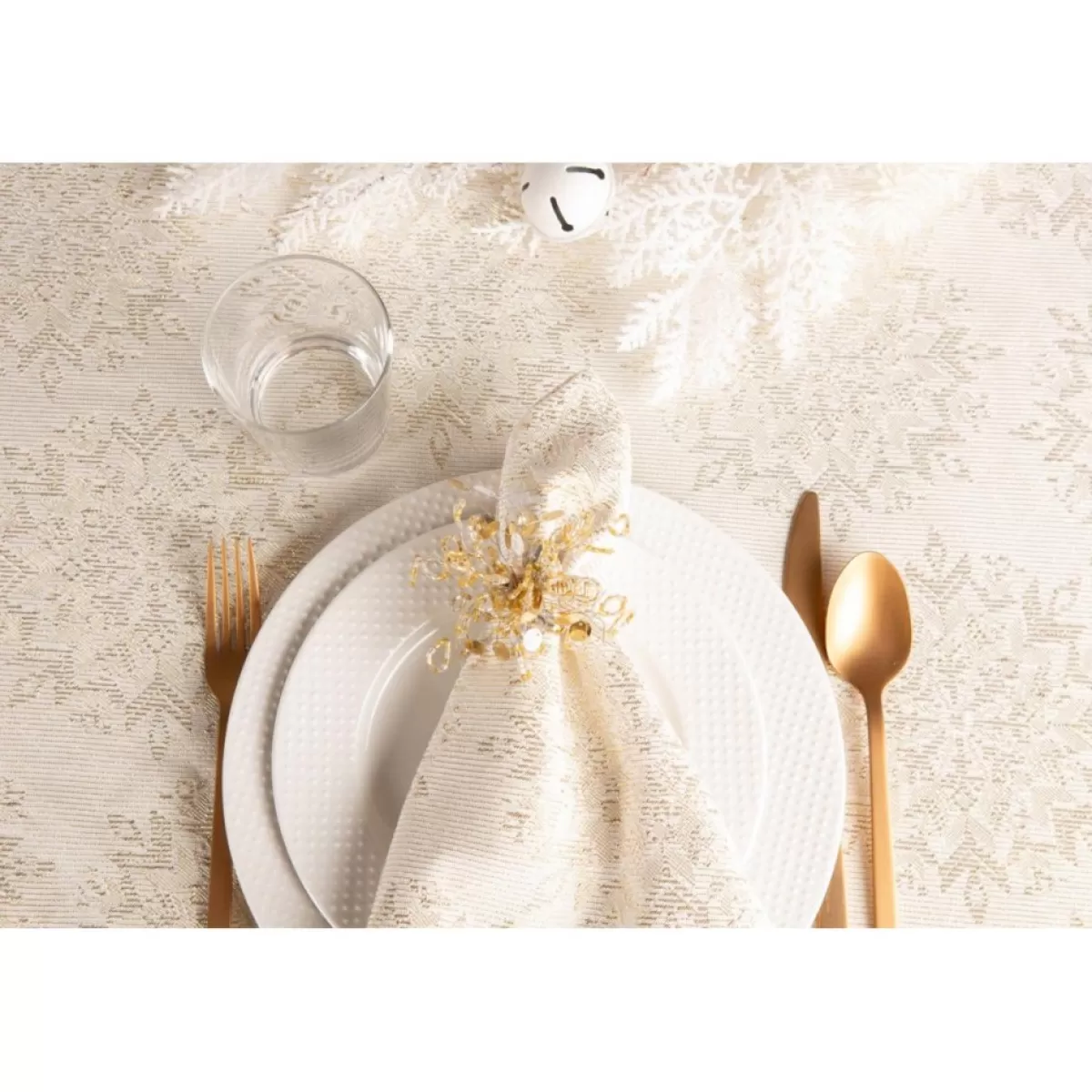 Design Imports Holiday Textiles | Winter Sparkle Jacquard Metallic Square Table Topper