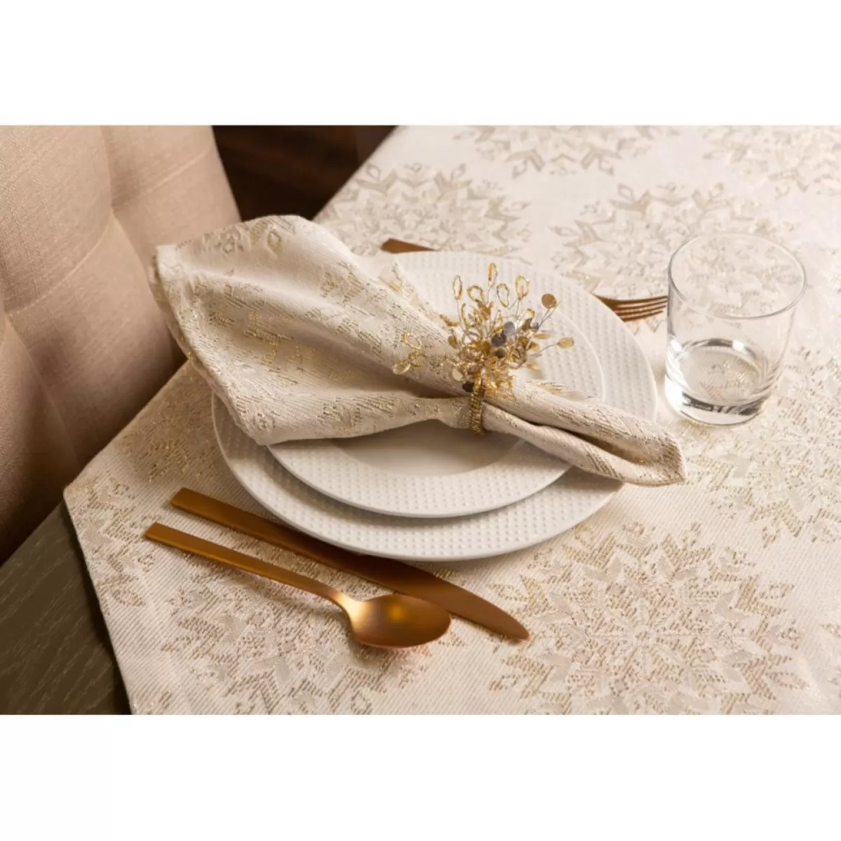 Design Imports Holiday Textiles | Winter Sparkle Jacquard Metallic Square Table Topper