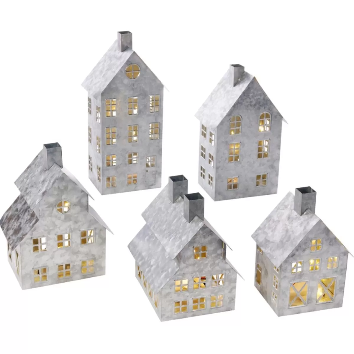 Emryn House Indoor Decor | 5Pc Farmhouse Village Set With String Lights