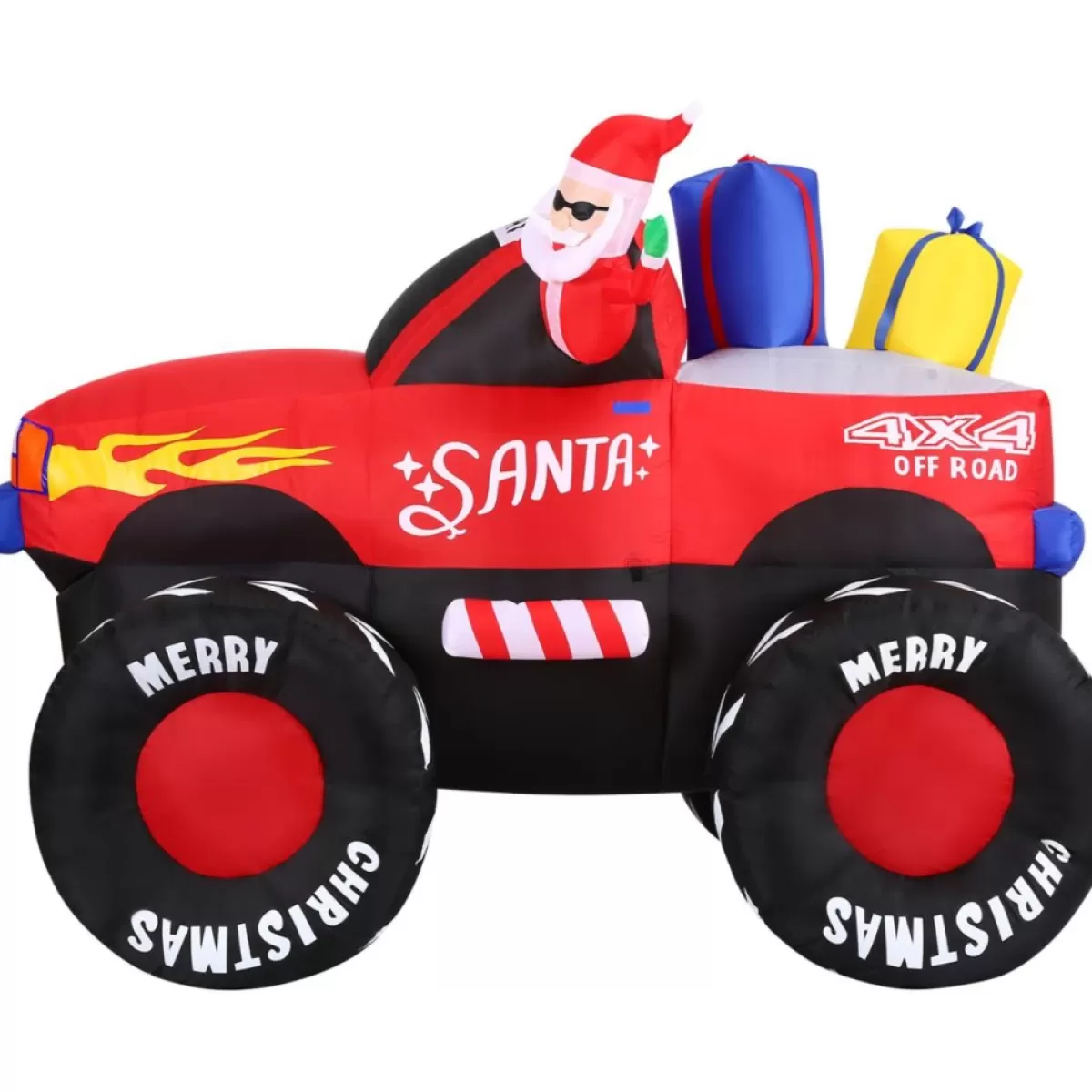 Fraser Hill Farm Outdoor Decor | Fraser Hill 7-Ft. Wide Pre-Lit Inflatable Santa In Monster Truck