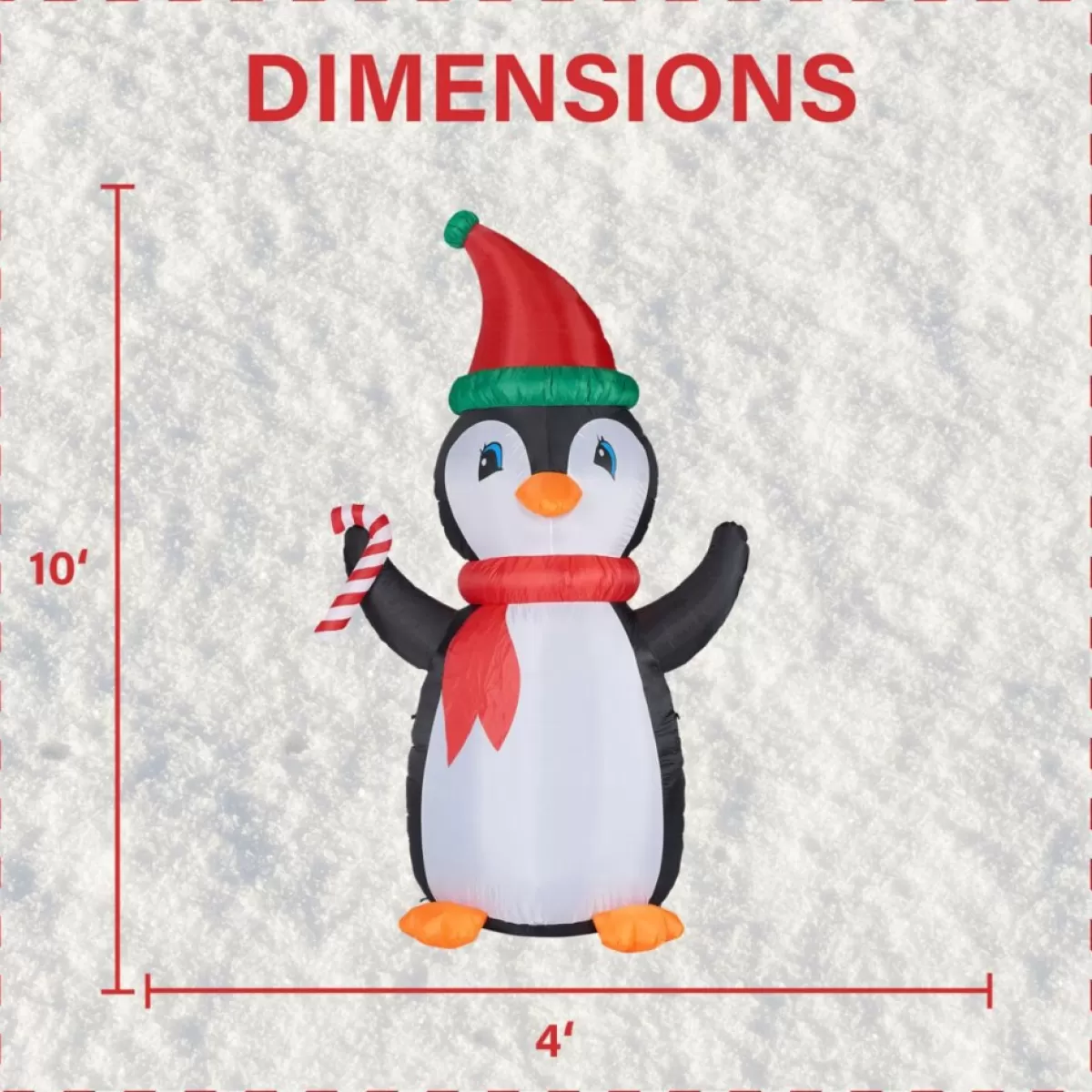 Fraser Hill Farm Outdoor Decor | 10' Penguin & Candy Inflatable With Rgb Lights & Bag