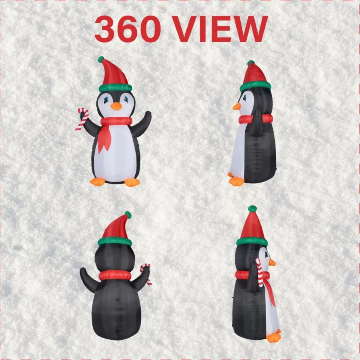 Fraser Hill Farm Outdoor Decor | 10' Penguin & Candy Inflatable With Rgb Lights & Bag