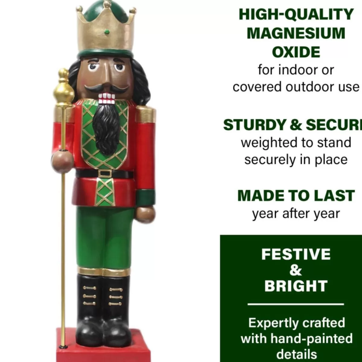 Fraser Hill Farm Indoor Decor | 32" African American Nutcracker Hold Staff Figurine
