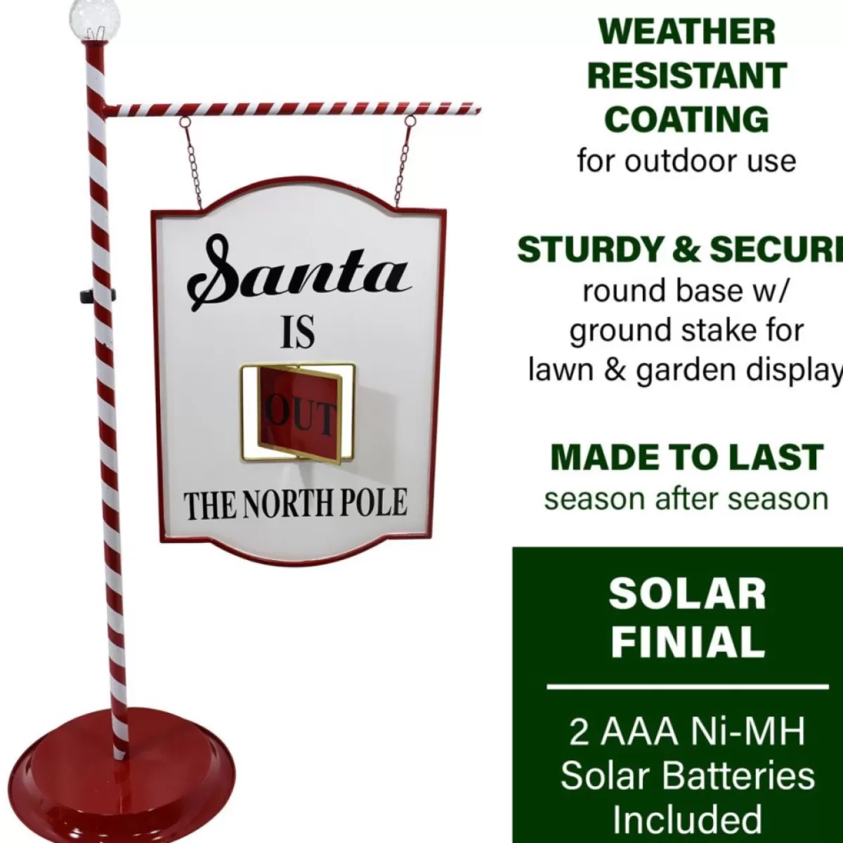 Fraser Hill Farm Outdoor Decor | 4.5 Ft. Lamp Post With Santa Claus North Pole Sign