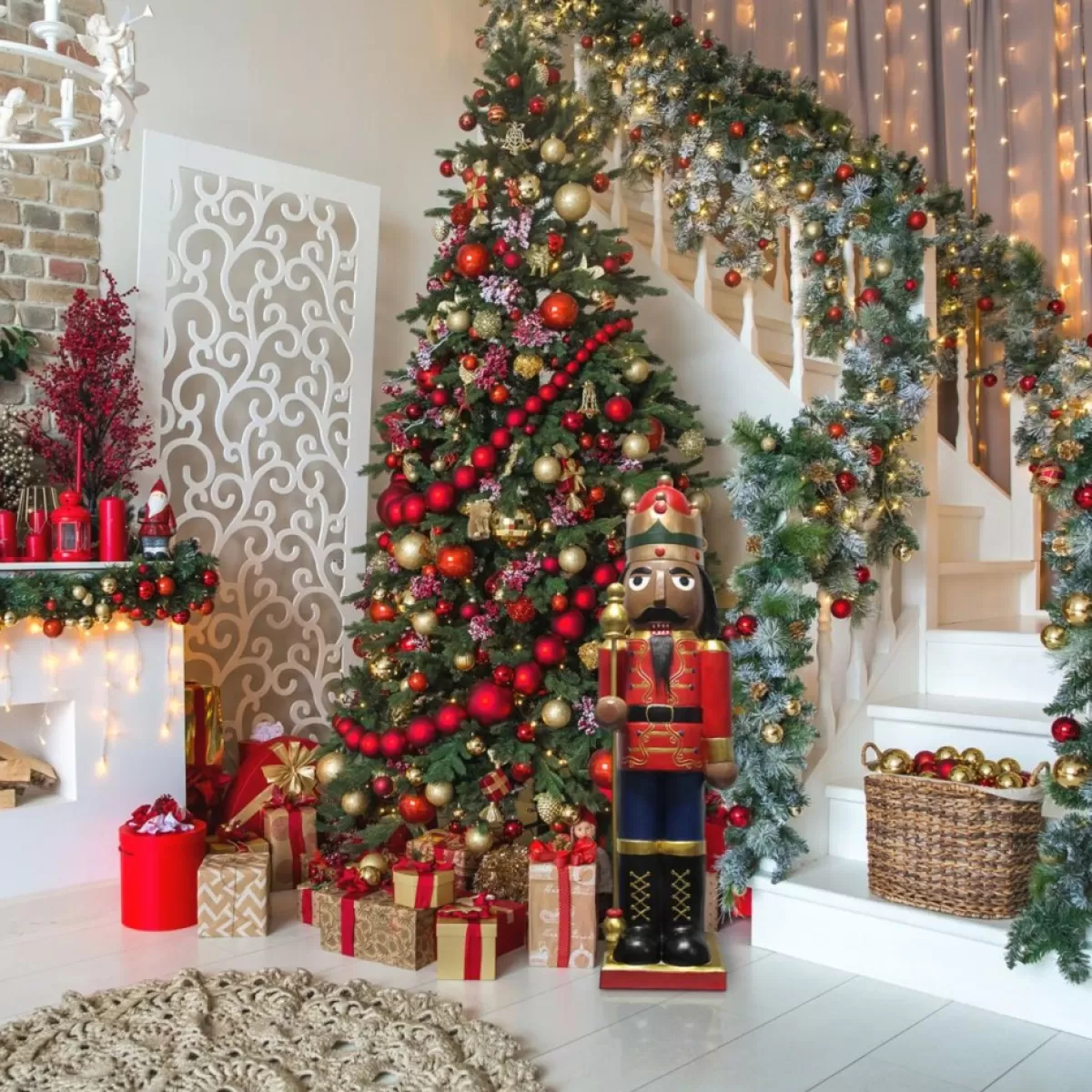 Fraser Hill Farm Indoor Decor | 48" African American Nutcracker Holding Staff Figure