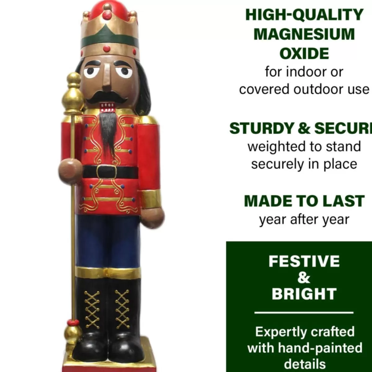 Fraser Hill Farm Indoor Decor | 48" African American Nutcracker Holding Staff Figure